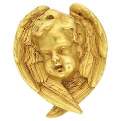 Wiese Antique Winged Angel Brooch in 18ct Yellow Gold Circa 1860