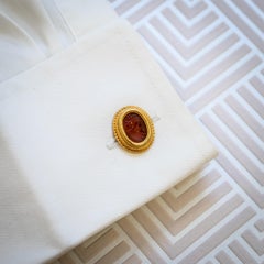 Wiese Carnelian Intaglio 18 Karat Gold Cufflinks, circa 1925