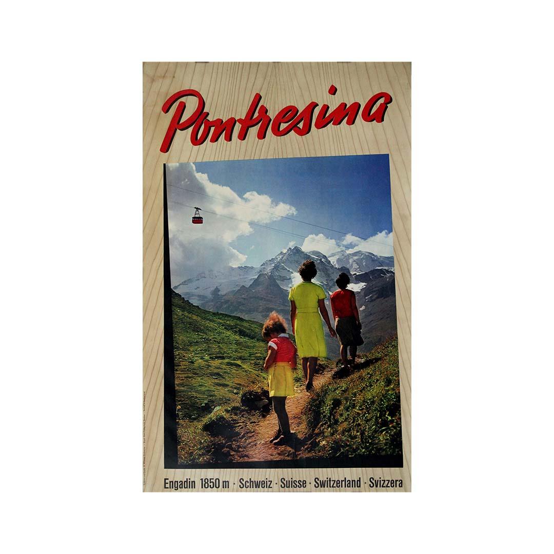 CIRCA 1960 Original Schweizer Reiseplakat von Wiesner - Pontresina im Angebot 1