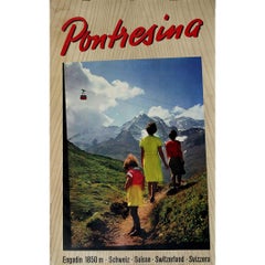 Cartel de viaje suizo original de Wiesner de 1960 - Pontresina