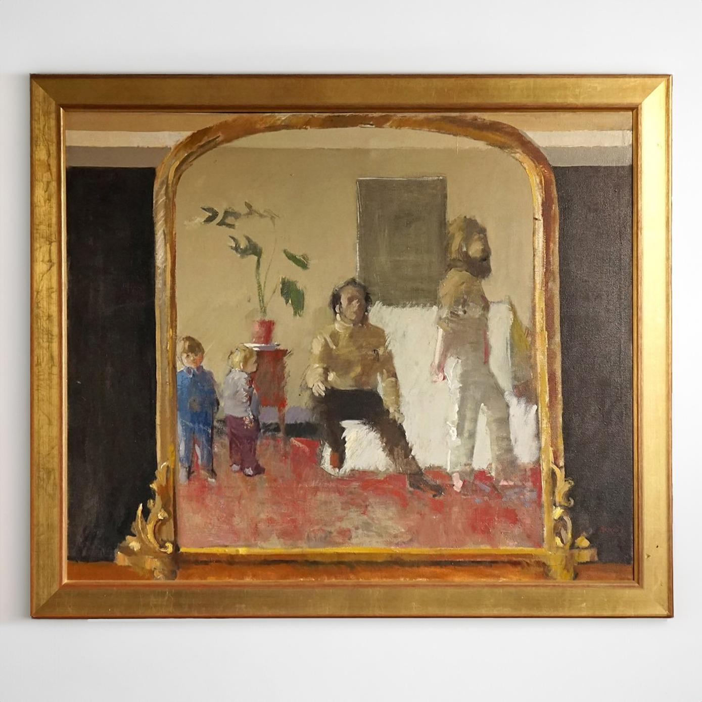 Original Oil on Canvas Painting ‘Wife and Family’ 1970 by John G. Boyd R.P. R.G.I. Scottish (1940-2001)

A thoroughly charming painting depicting the artist and his family in the reflection of their gilt overmantle mirror. Due to the slightly