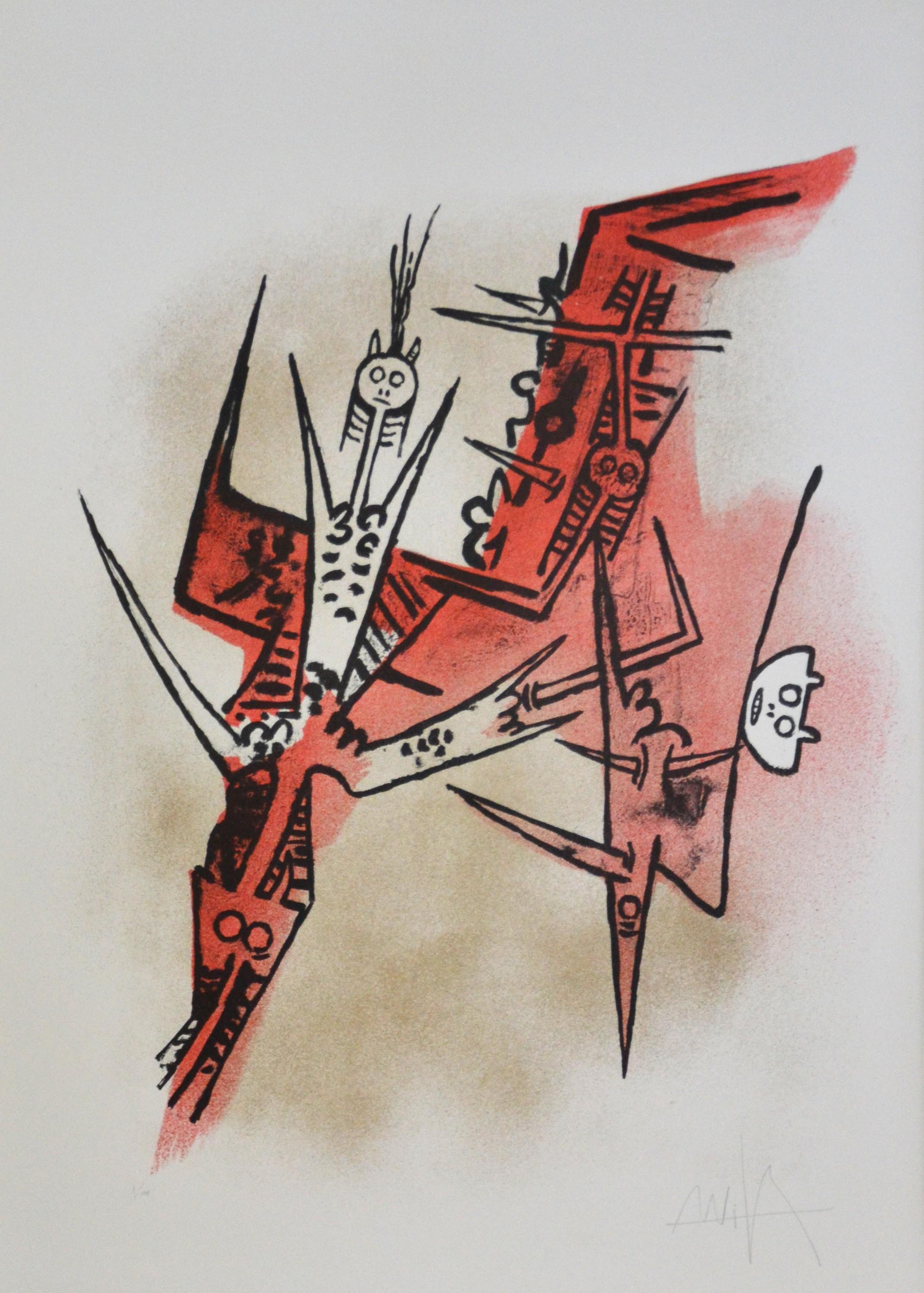 Wifredo Lam, cartella completa di sei litografie, Leu Feu Vert im Angebot 5