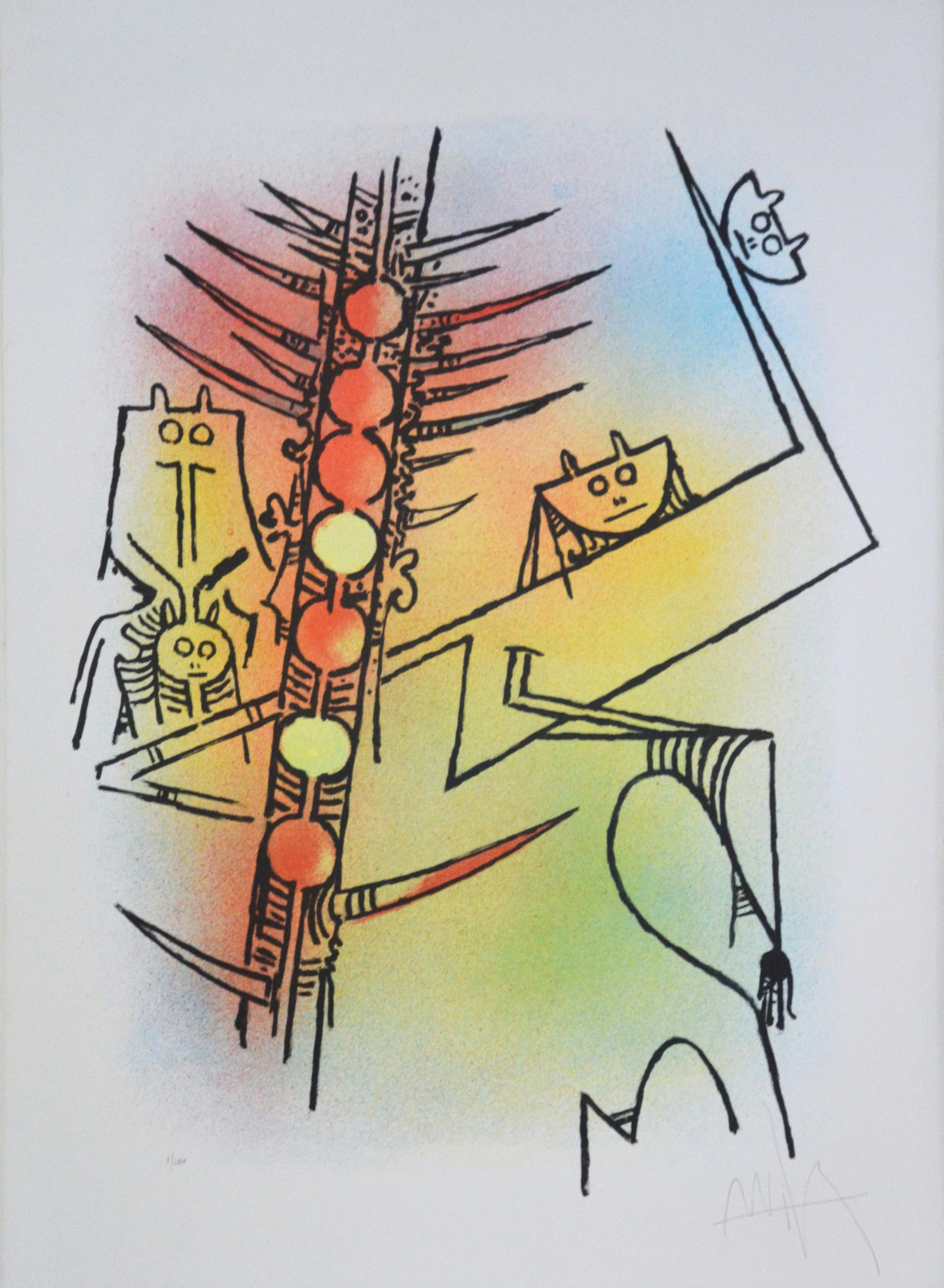 Wifredo Lam, cartella completa di sei litografie, Leu Feu Vert im Angebot 11