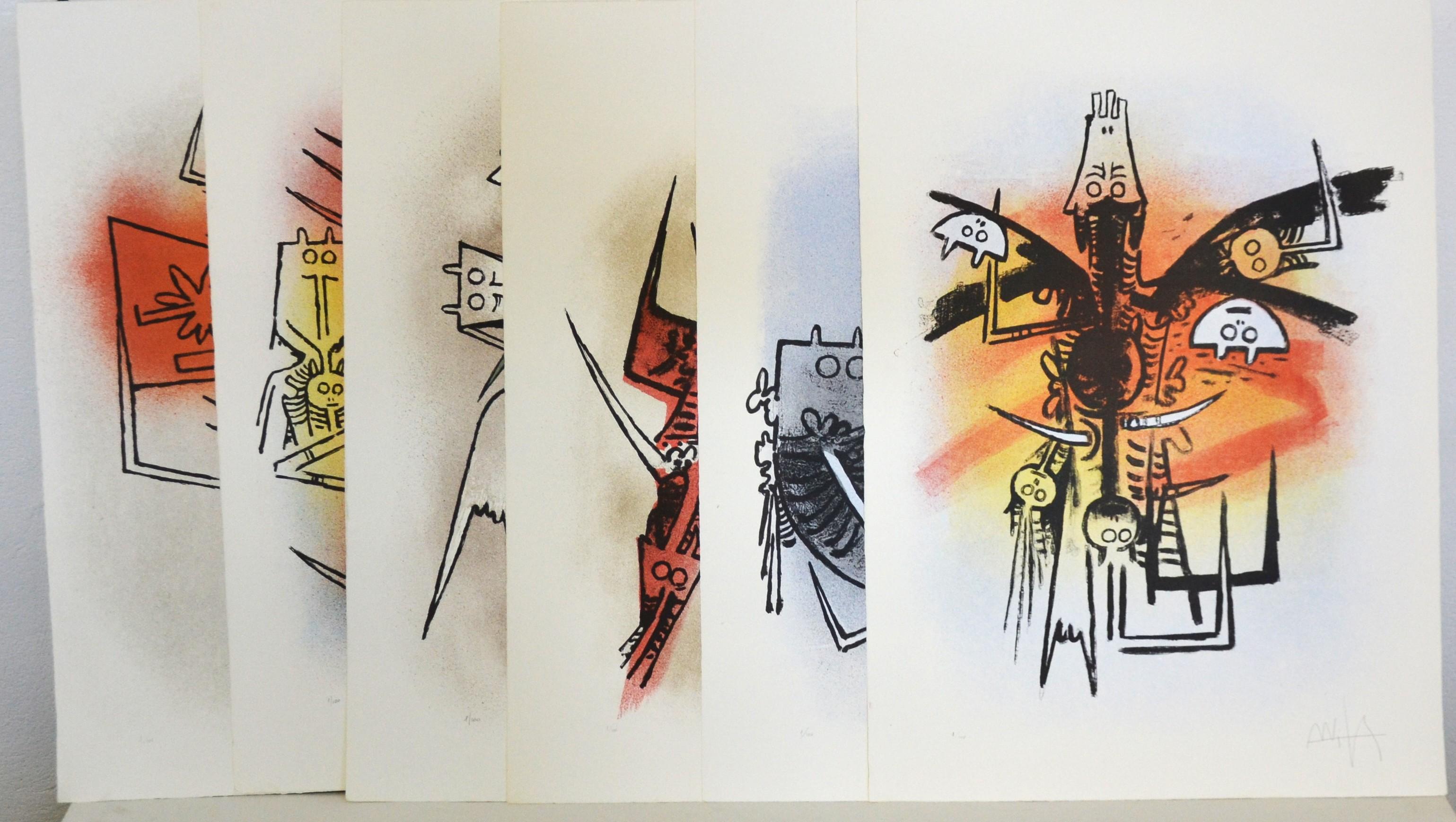 Intera Cartella dal titolo LE FEU VERT, della artista Wifredo Lam, edizioni d'arte Torcular.
La cartella comprende numero 6 litografie, eseguite nel 1974 in 100 esemplari, quella in foto è l'esemplare numero 1/100.
Tutte le litografie sono numerate