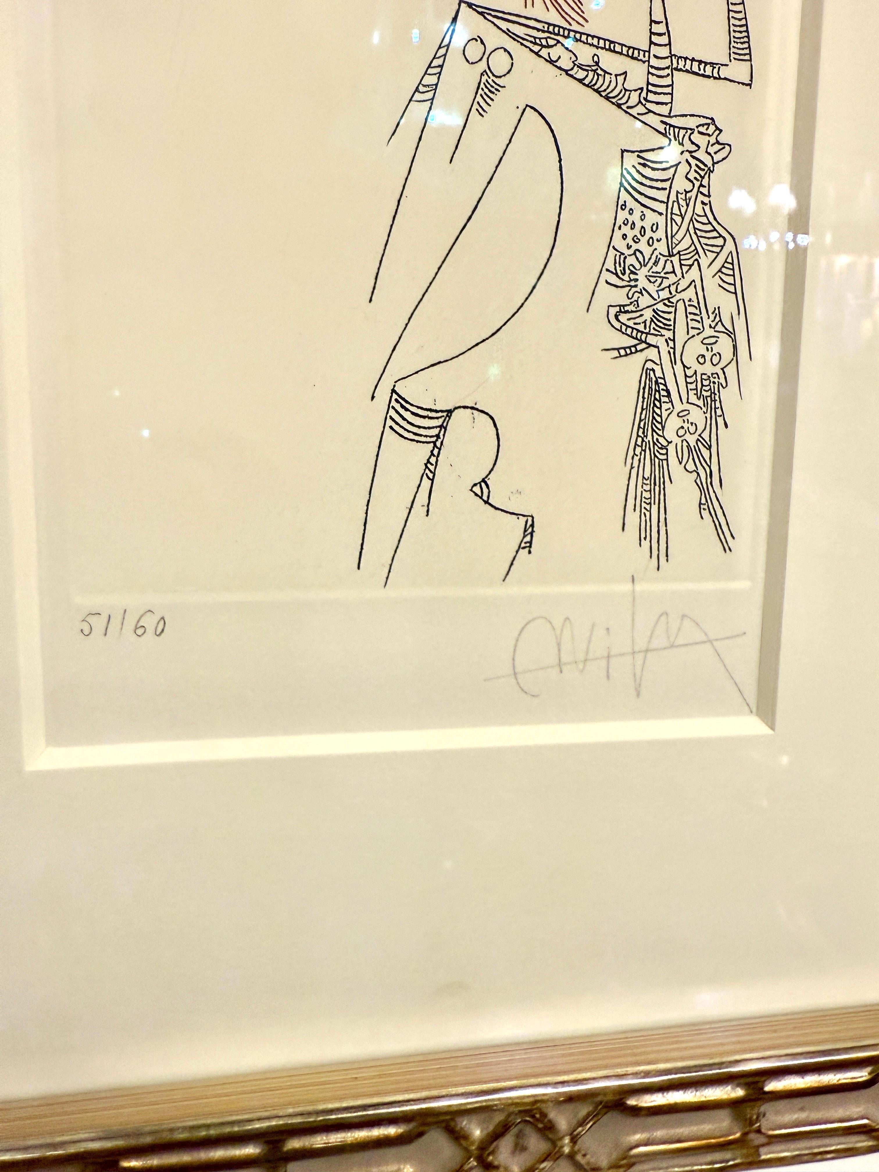 Mid-Century moderno Wifredo Lam ha incorniciato un'acquaforte originale + matita firmata - Senza titolo in vendita