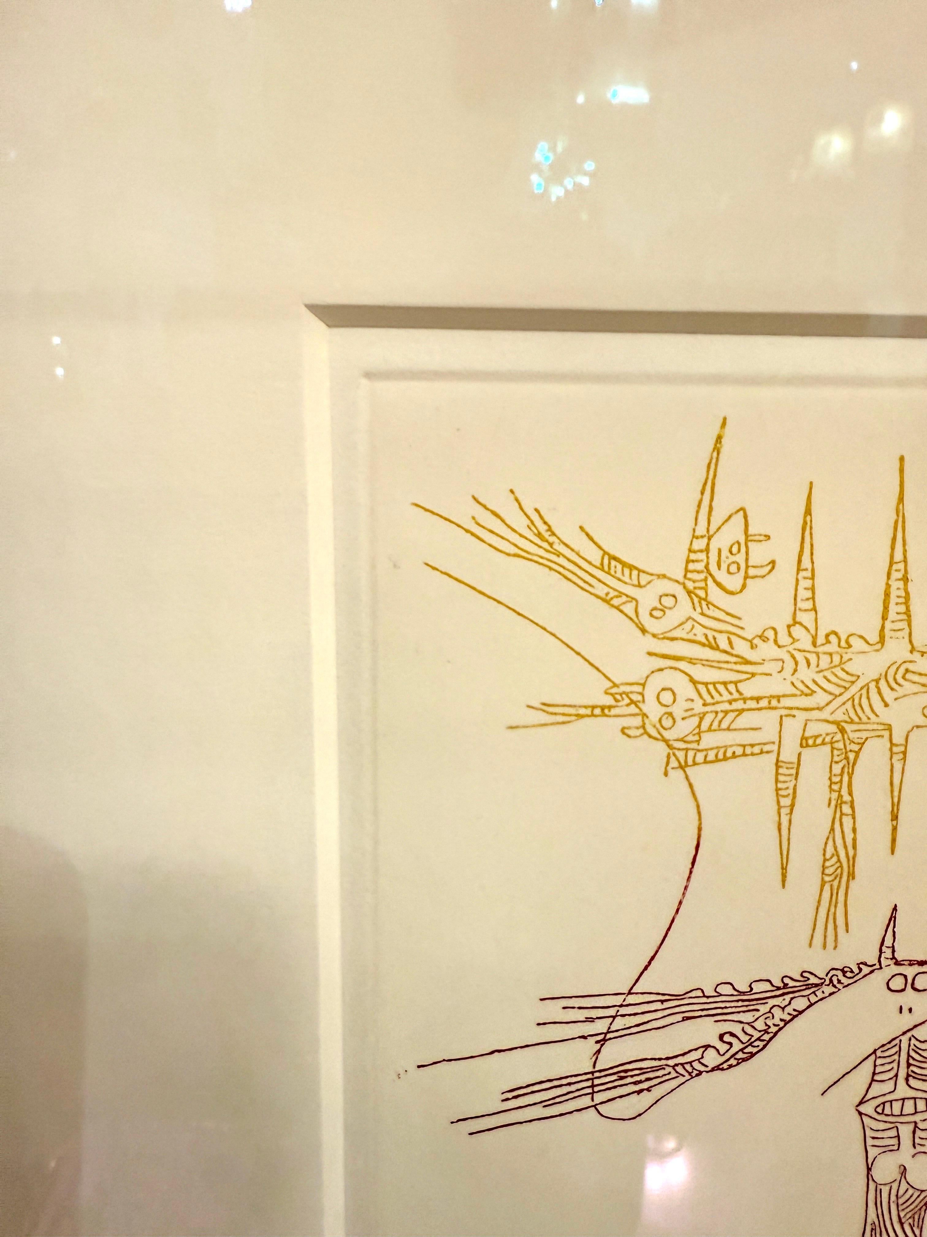 Americano Wifredo Lam ha incorniciato un'acquaforte originale + matita firmata - Senza titolo in vendita