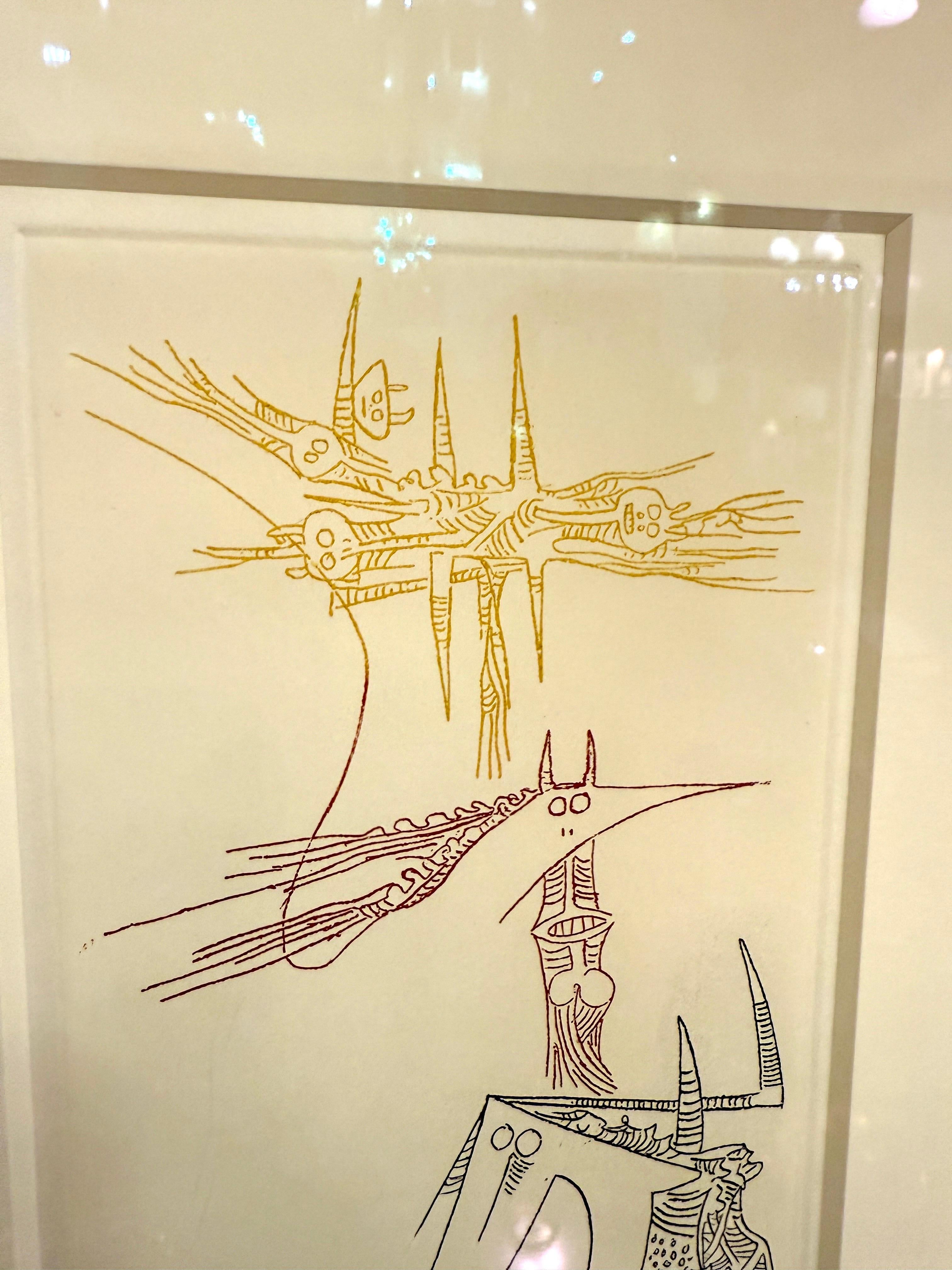Wifredo Lam ha incorniciato un'acquaforte originale + matita firmata - Senza titolo In condizioni ottime in vendita a North Miami, FL