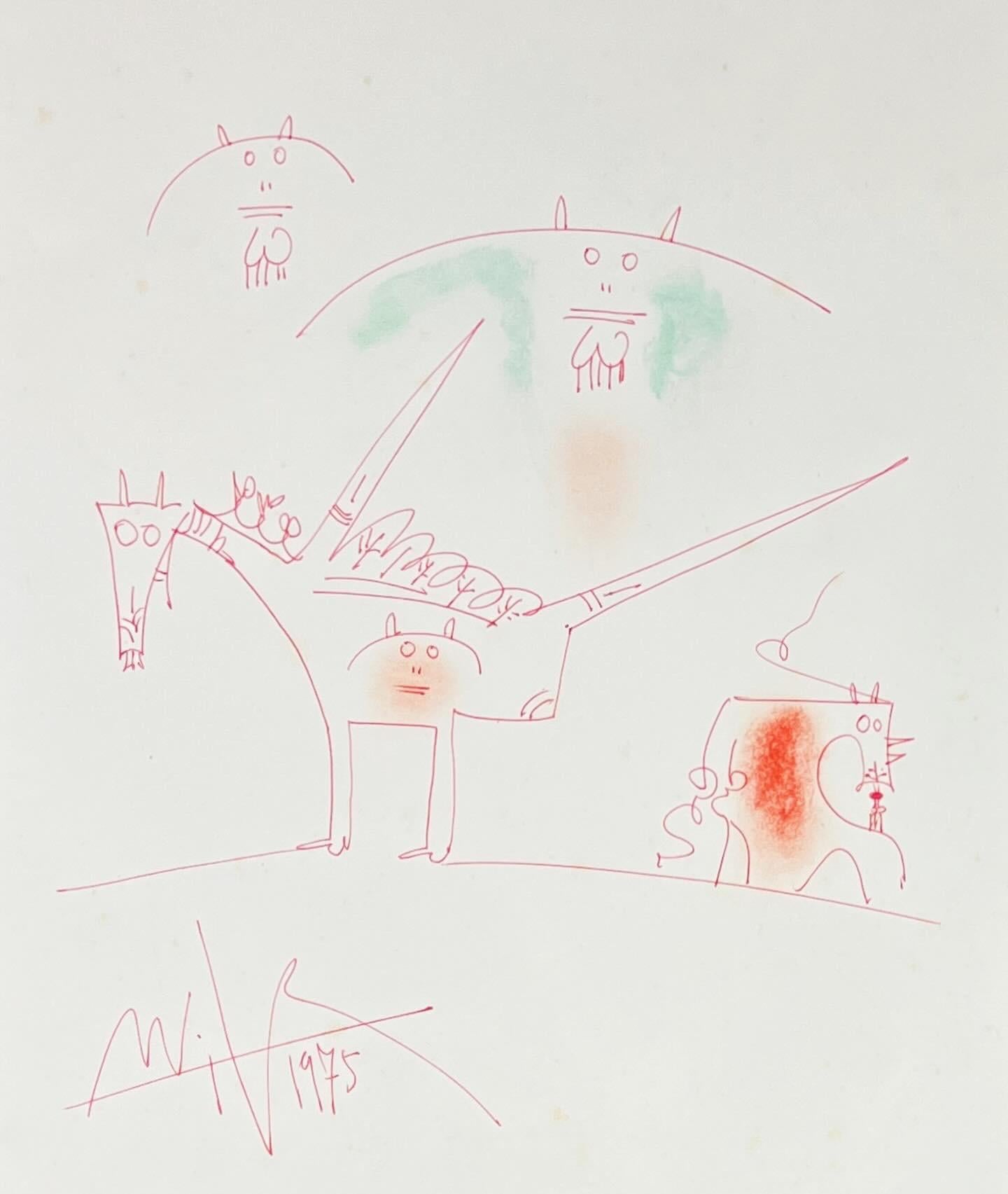 Wifredo Lam ( 1902 – 1982 ) – mixed media on paper – unique work – 1975 For Sale 1