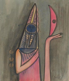 Original-Aquarell des kubanischen Künstlers Wifredo Lam, 1961