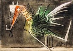 Vintage Wifredo Lam, Untitled, 1973, Oil on canvas, 25 x 35 cm, 9.8 x 13.7 in.