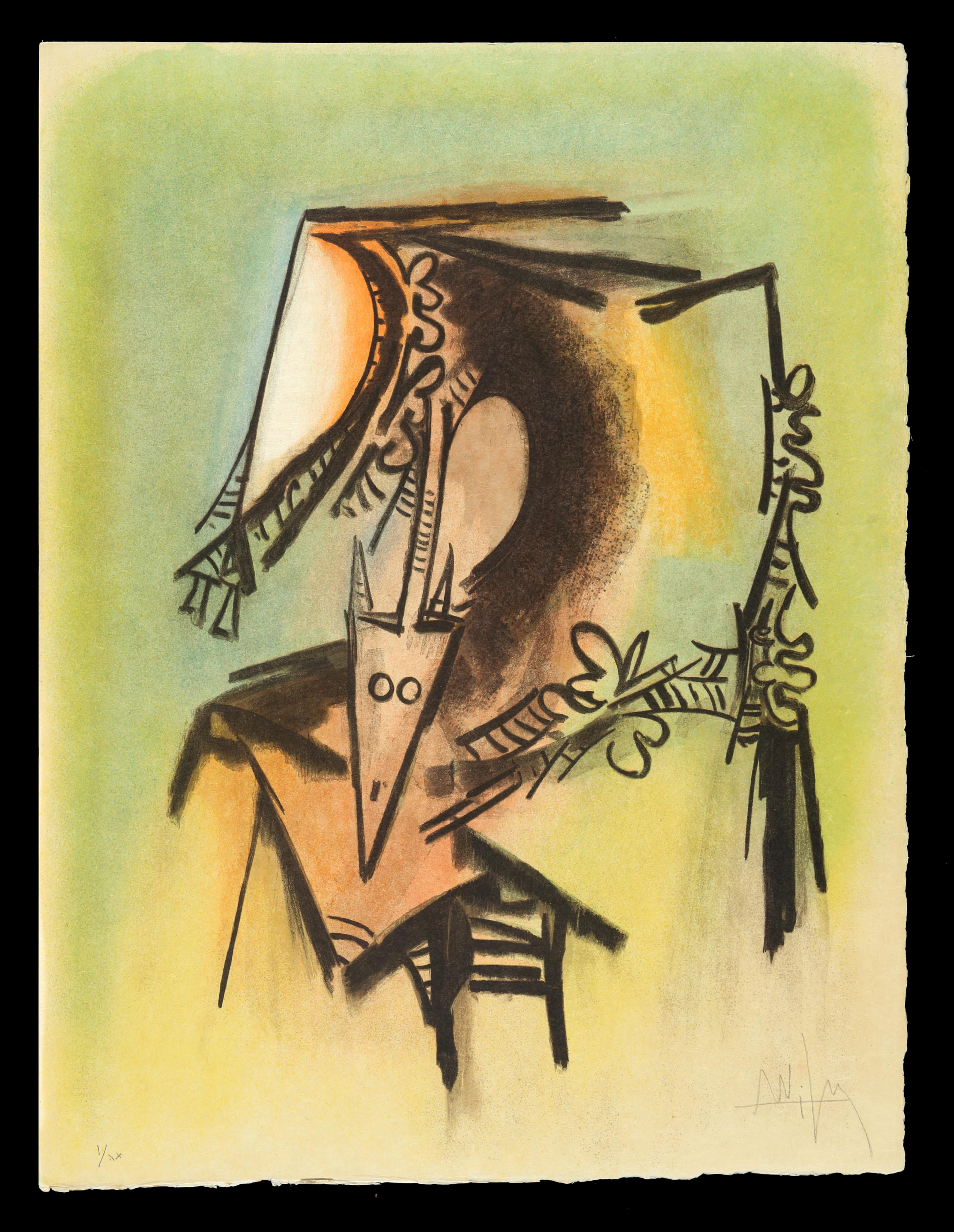 Wifredo Lam Figurative Print - (7304) Les Loas petro enfantent dans la danse 1973