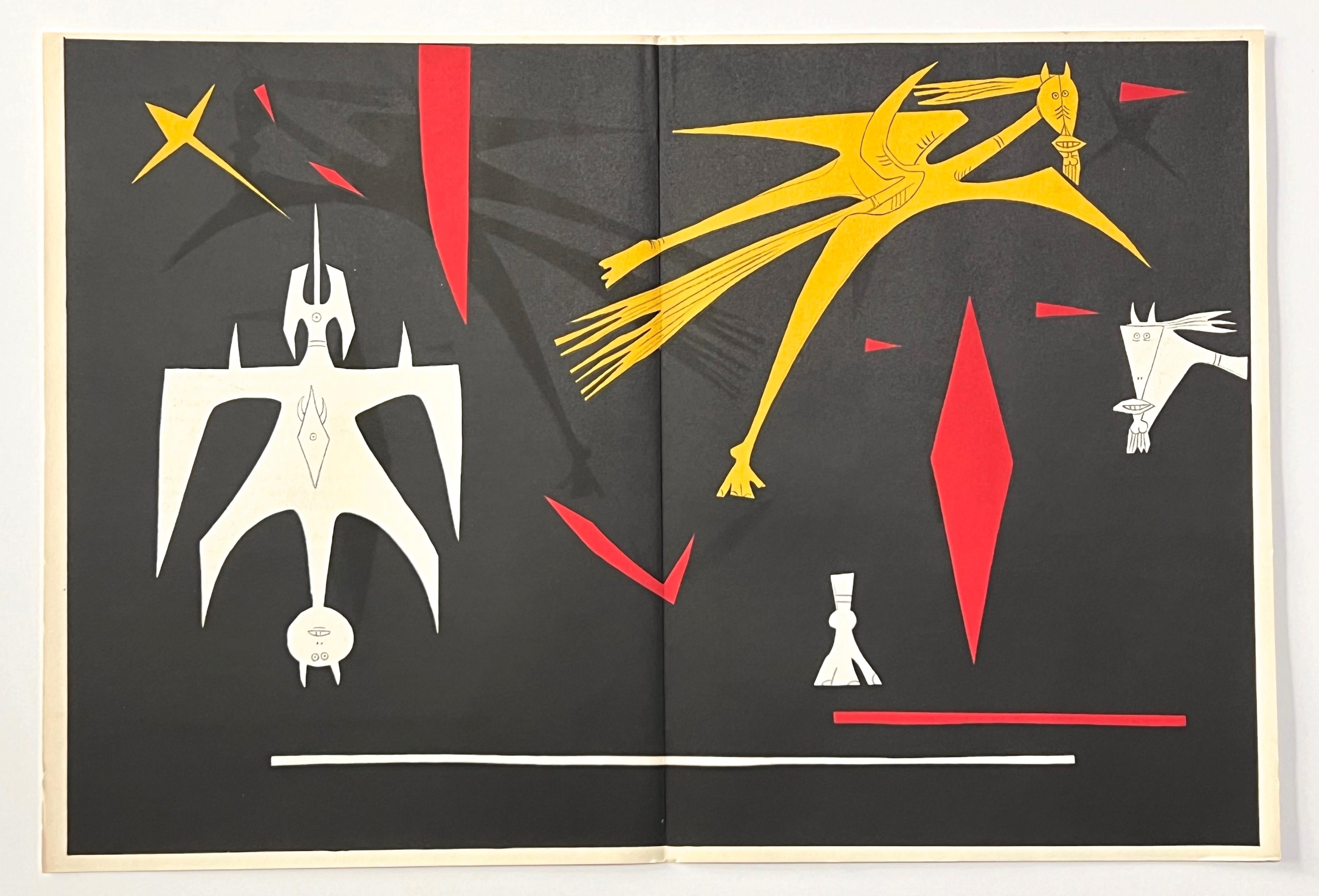 Medium: lithograph (after the drawing). Printed in 1953 for the art revue Derrière le Miroir (issue number 52) and published in Paris by Maeght. Sheet size: 15 x 22 inches (378 x 560 mm). There is a center fold with printed text on verso, as