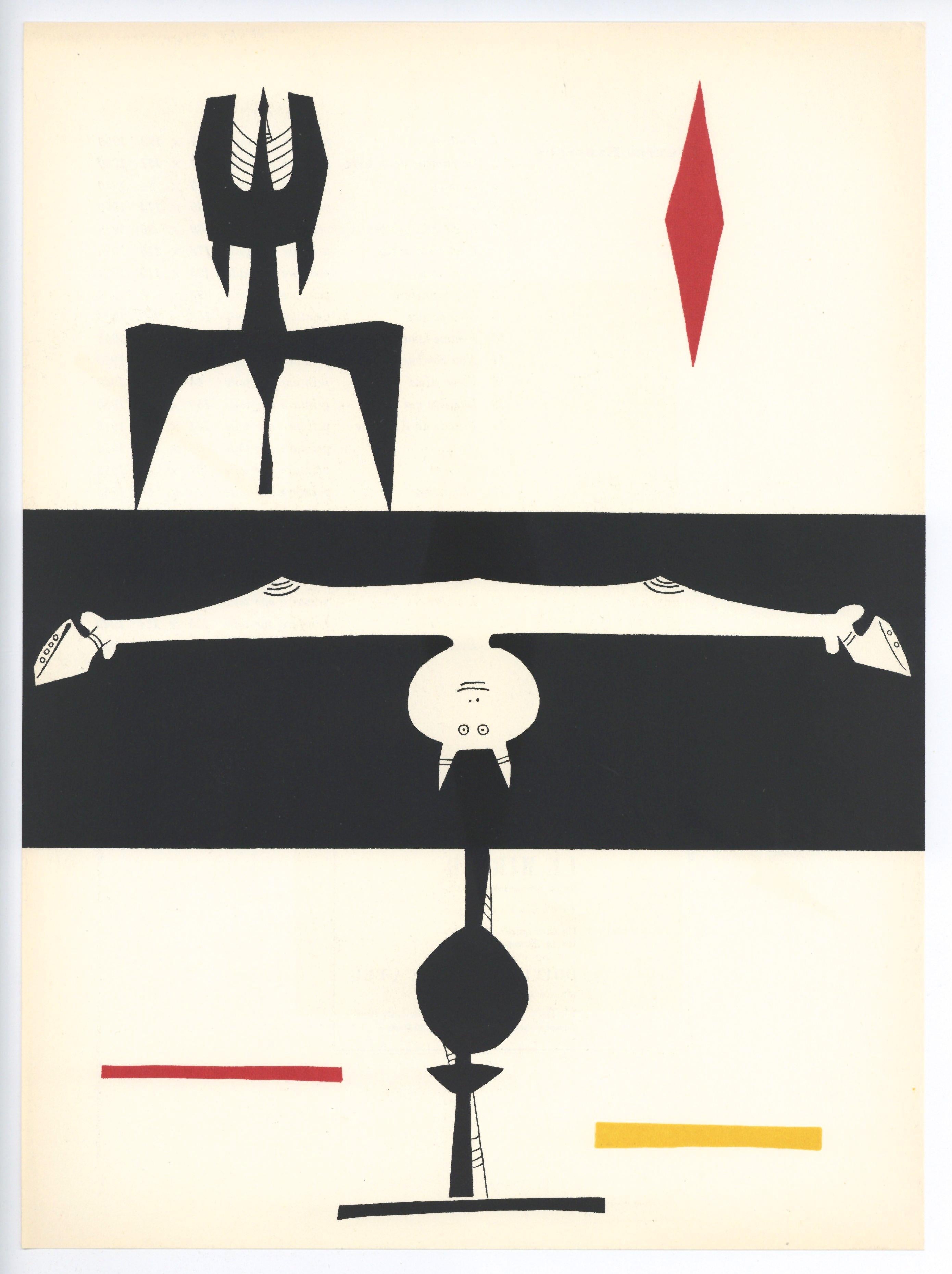 Medium: lithograph (after the drawing). Printed in 1953 for the art revue Derrière le Miroir (issue number 52) and published in Paris by Maeght. Sheet size: 15 x 11 inches (378 x 278 mm). There is printed text on verso, as published. Not signed.
