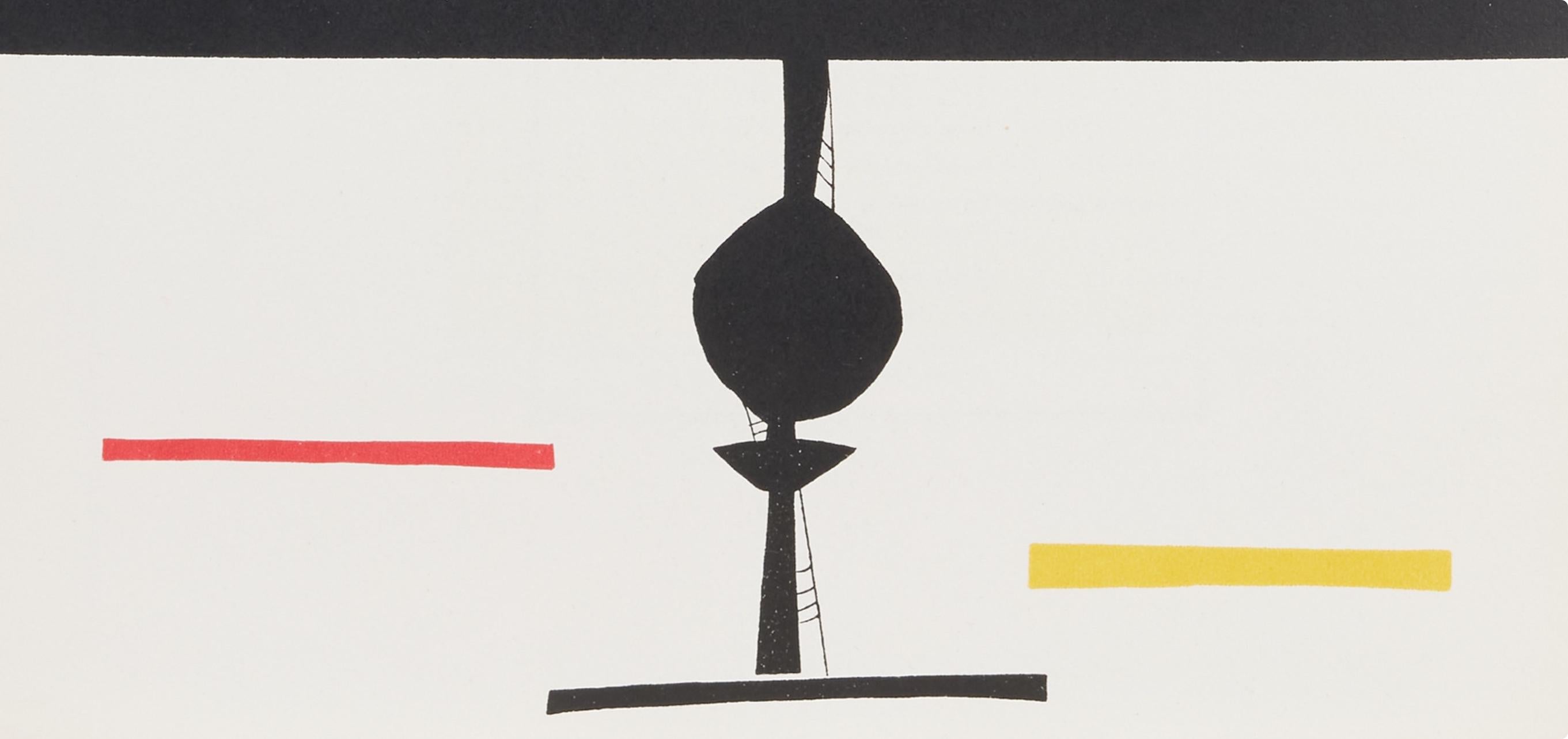 Composición, Derrière le miroir - Landscape Print Gris de Wifredo Lam