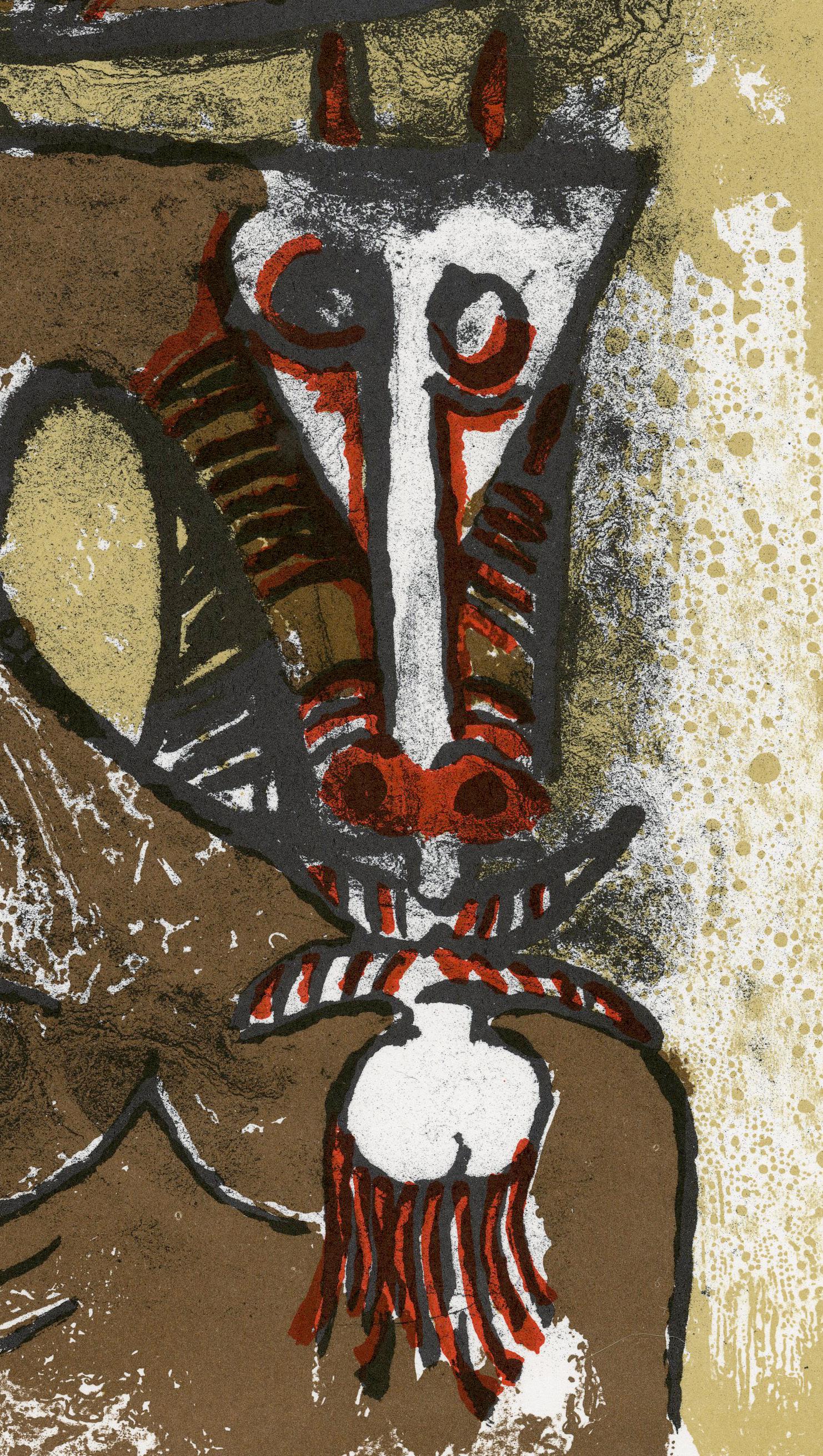 Double Personage - Brown Abstract Print by Wifredo Lam