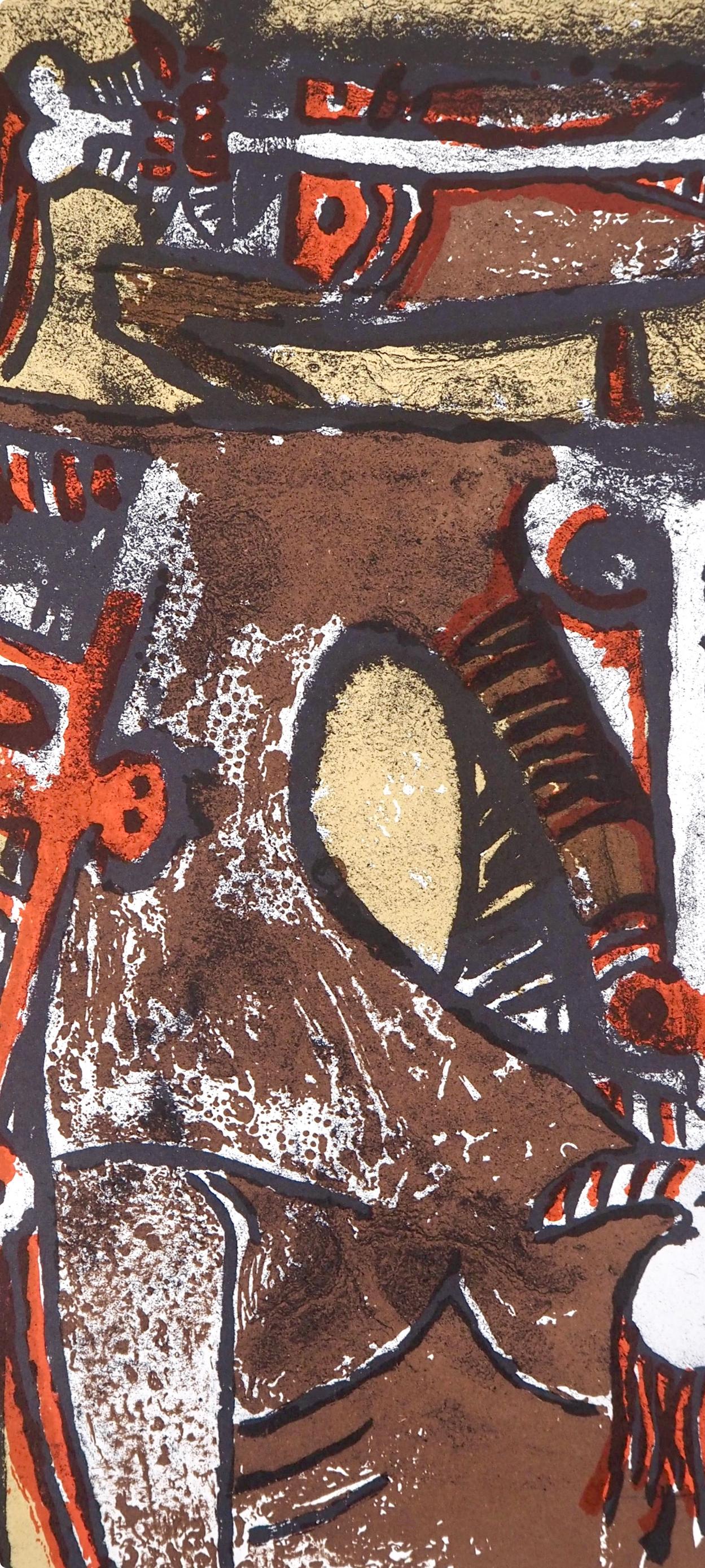 Double personnage (Tonneau-Ryckelynk 7513), XXe siècle - Brown Abstract Print by Wifredo Lam
