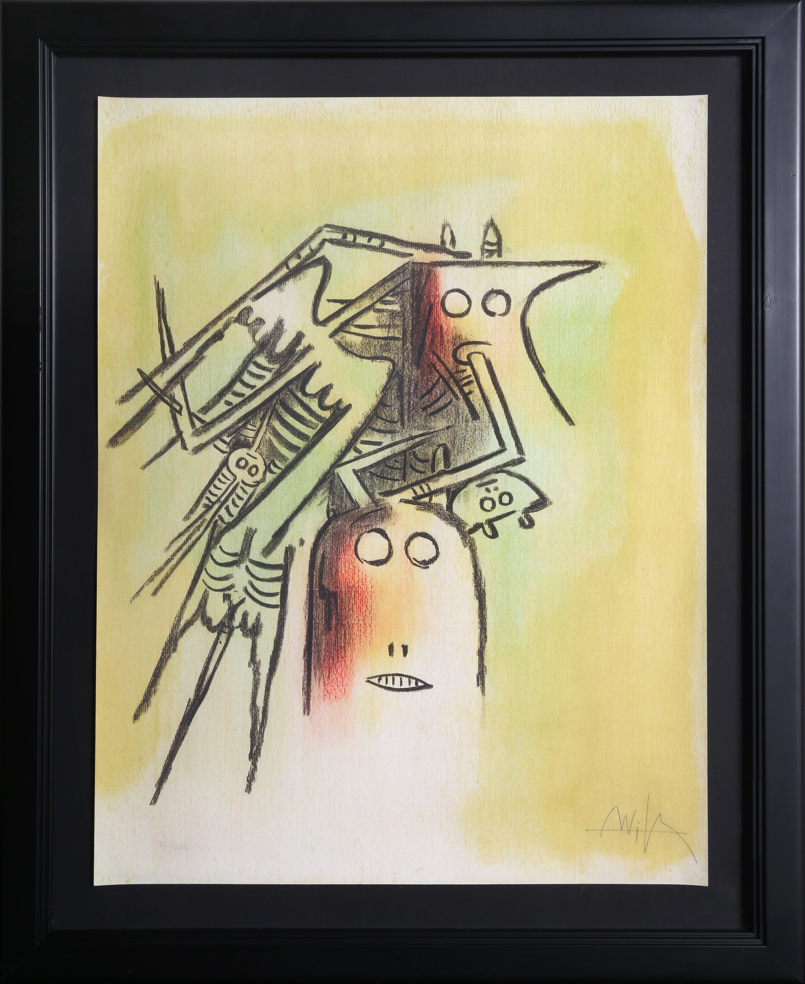 El Casquee (Ella con Casco) de la Suite Pleni Luna
Wifredo Lam, cubano (1902-1982)
Fecha: 1974
Litografía, firmada y numerada a lápiz
Edición de 72/262
Tamaño: 63,5 x 49,53 cm (25 x 19,5 pulg.)
Tamaño del marco: 32 x 25,5 pulgadas