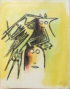 Elle, casqué - Original Lithograph by Wifredo Lam - 1974