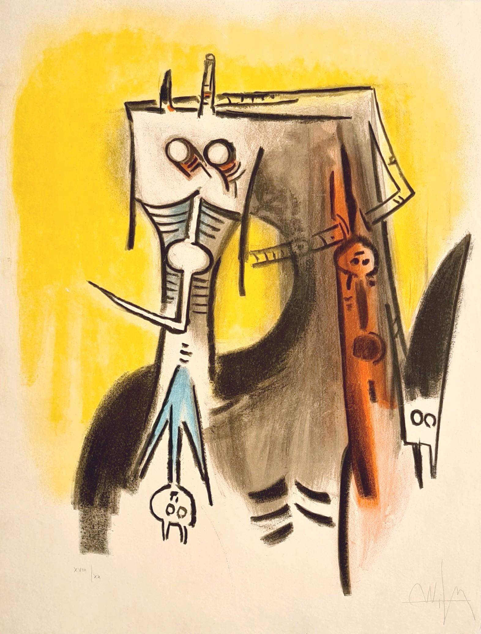 Wifredo Lam Abstract Print – Ils ont le cou des échassiers 