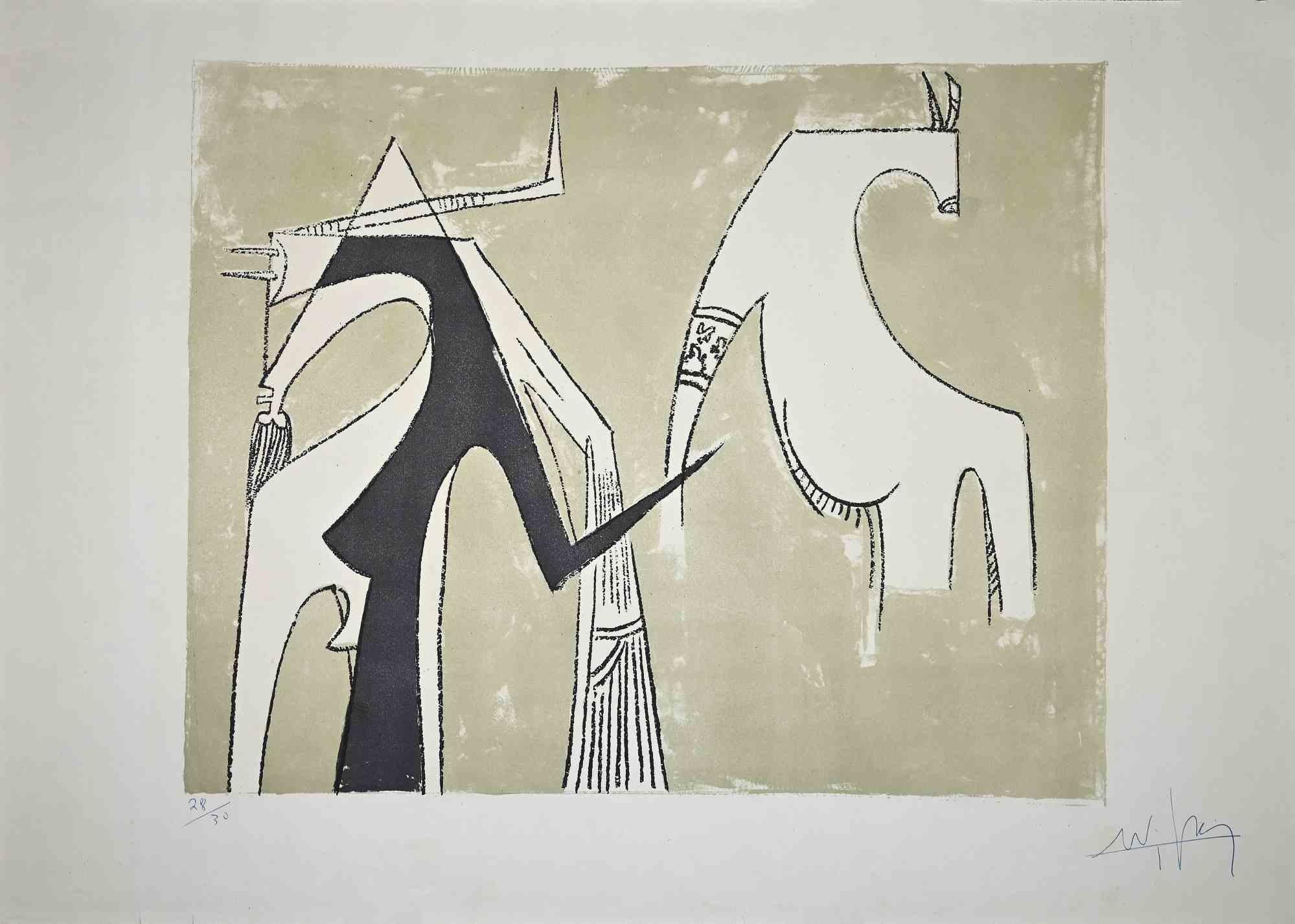 Wifredo Lam Figurative Print - La Fuite de l’Ame - Original Lithograph - 1960