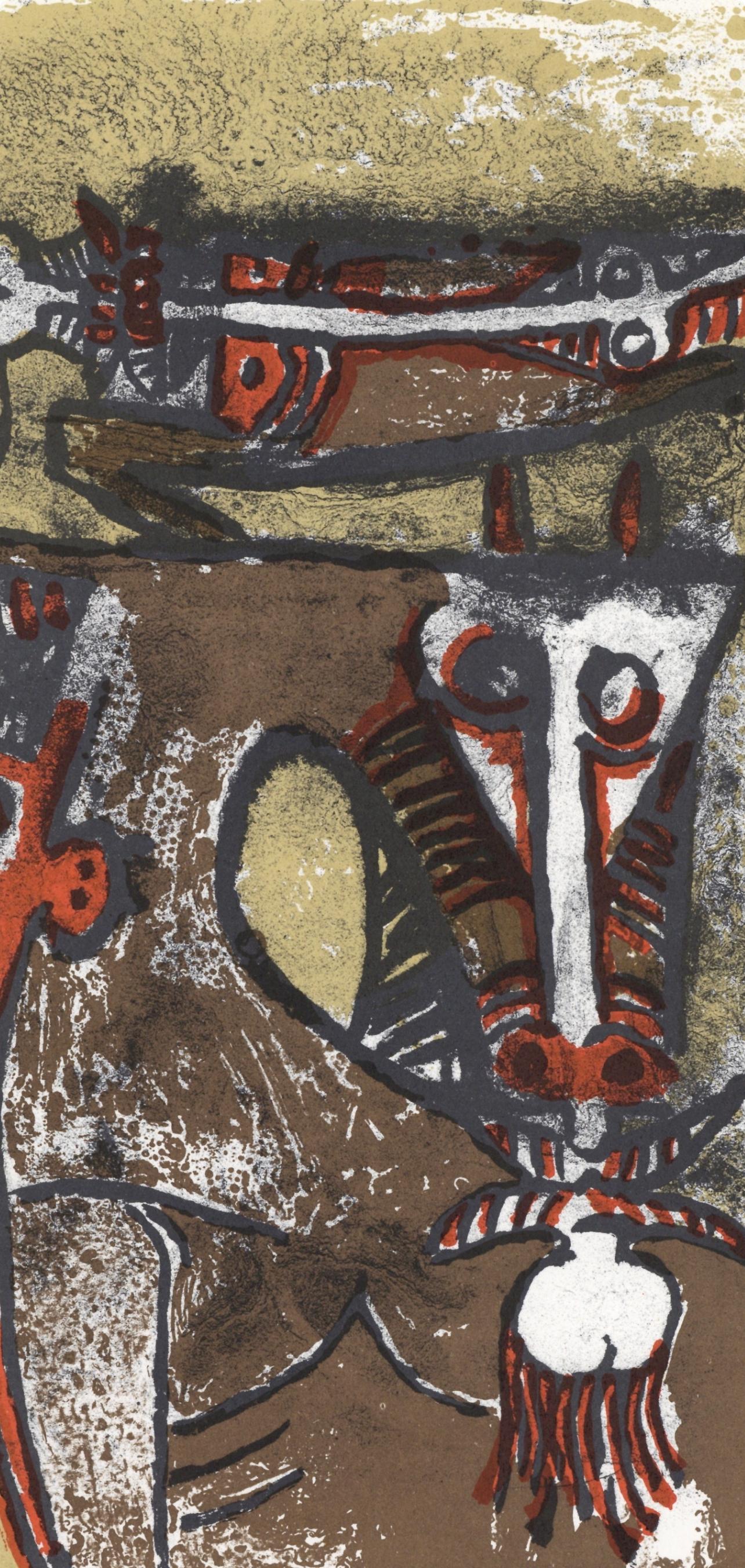 Lam 林飛龍, Double personnages, XXe Siècle (after) - Surrealist Print by Wifredo Lam