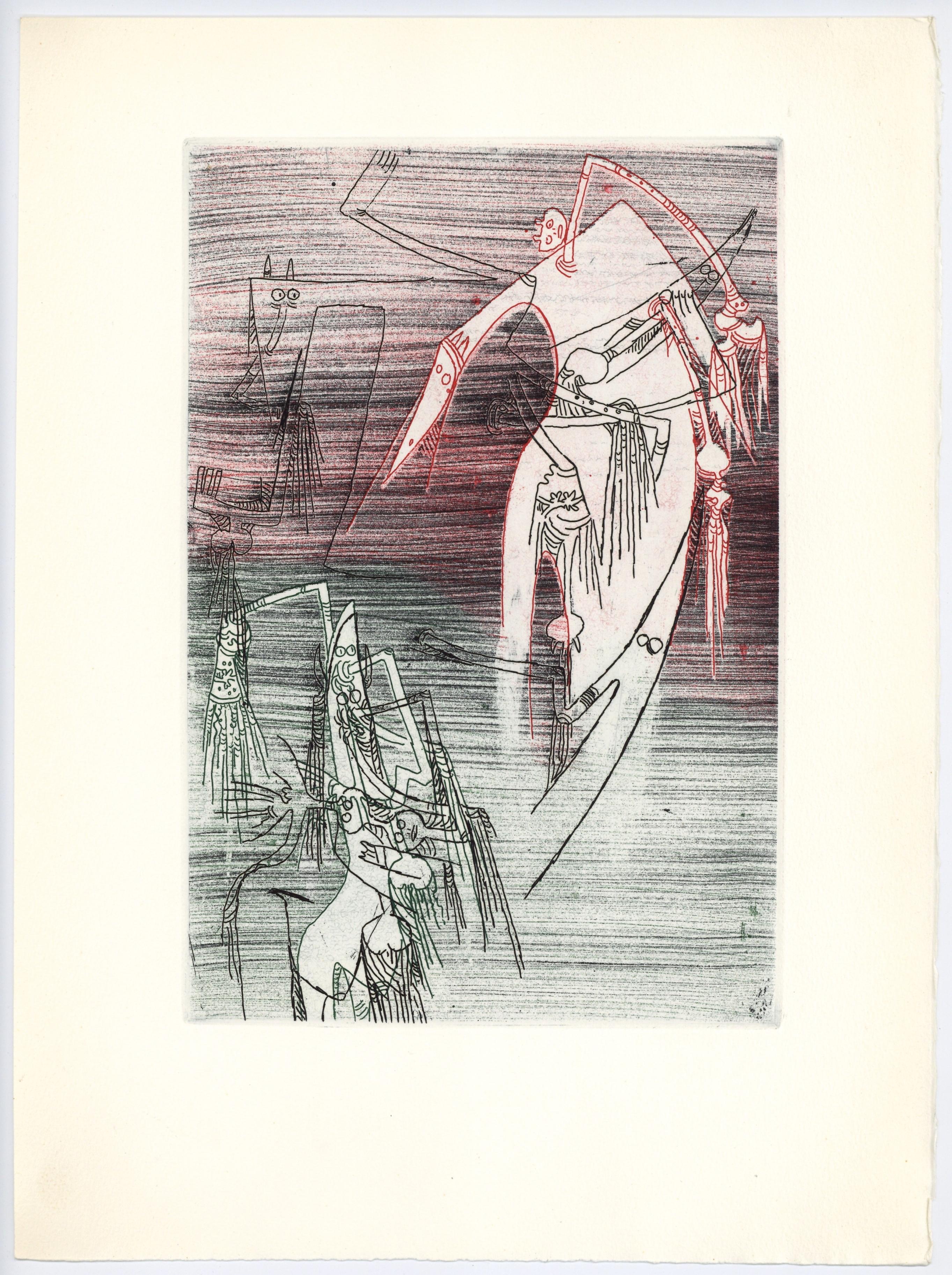 original etching for Paroles Peintes - Print by Wifredo Lam