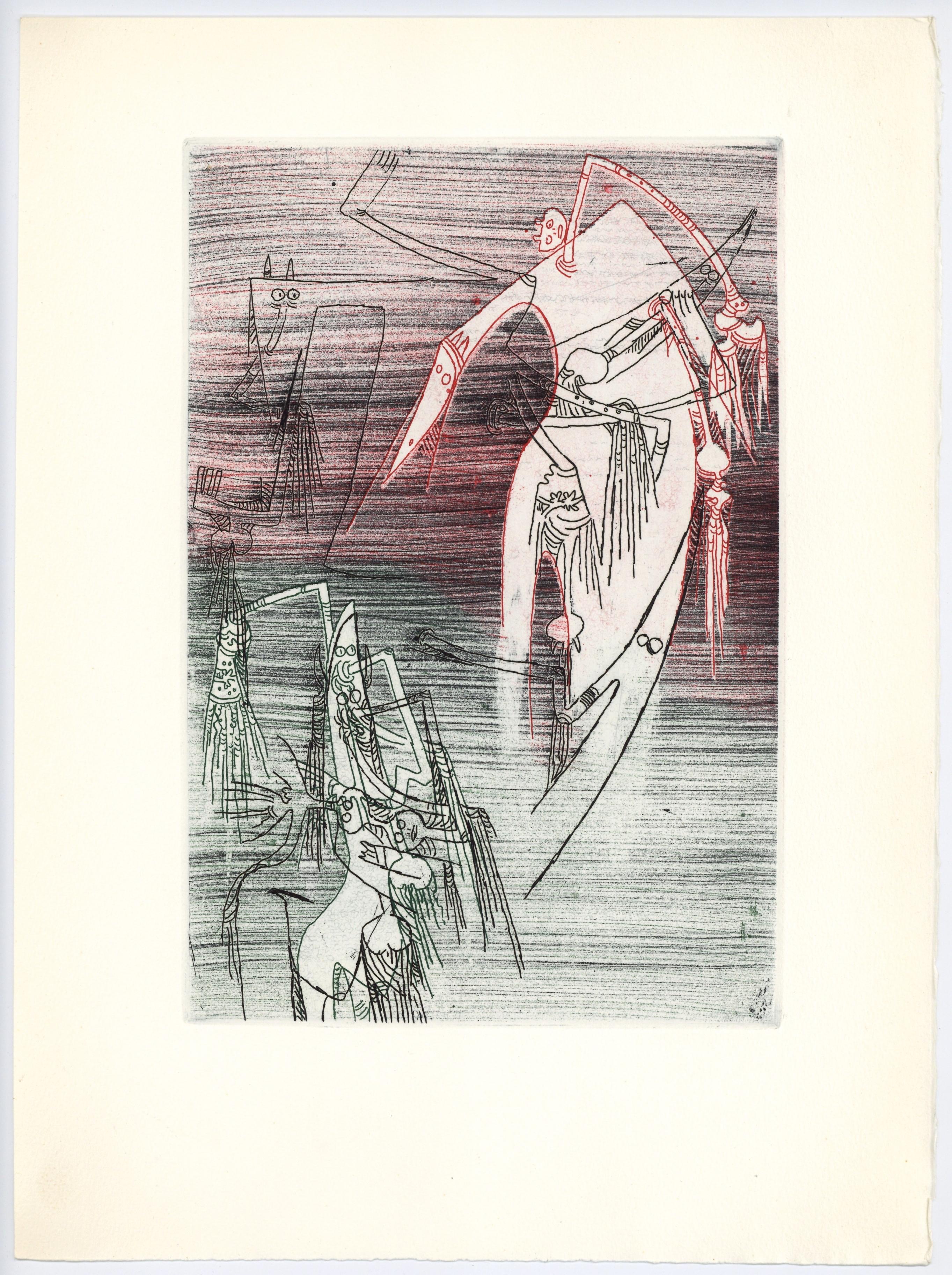 incisione originale per Paroles Peintes - Print di Wifredo Lam