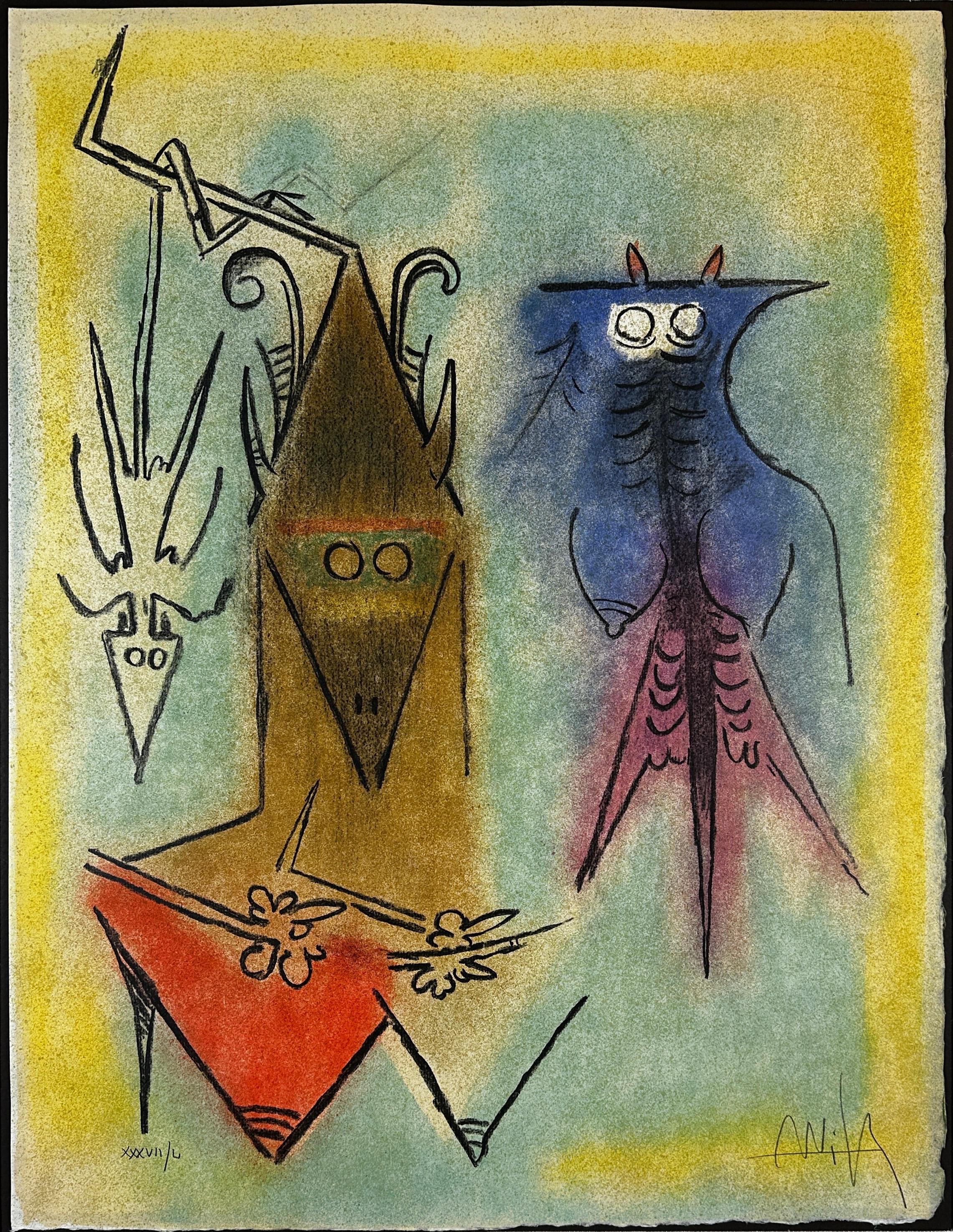 Artist: Wifredo Lam

Title: Pleni Luna Complete Suitę

Medium: 10 Lithographs
Signed: Each lithograph is Hand Signed

Edition Number: XXXVII/L matched numbered suite

Measurements: 19.5