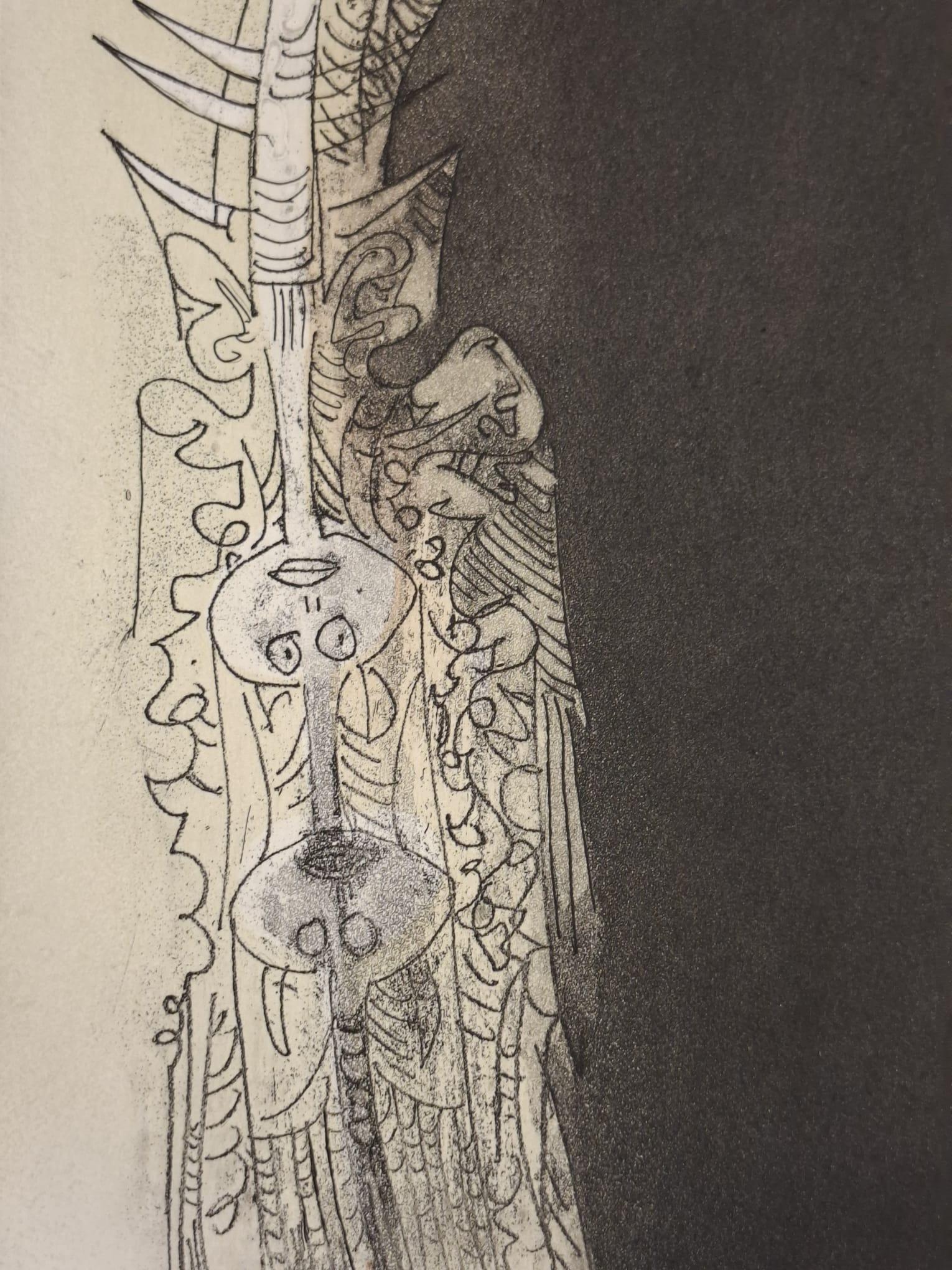 Artistics : Wifredo Lam
Année : 1979
Titre : Sans titre 
Technique : Eau-forte et aquatinte
Copie 65/130
Signé et numéroté à la main
Taille : 31,5 x 24,5