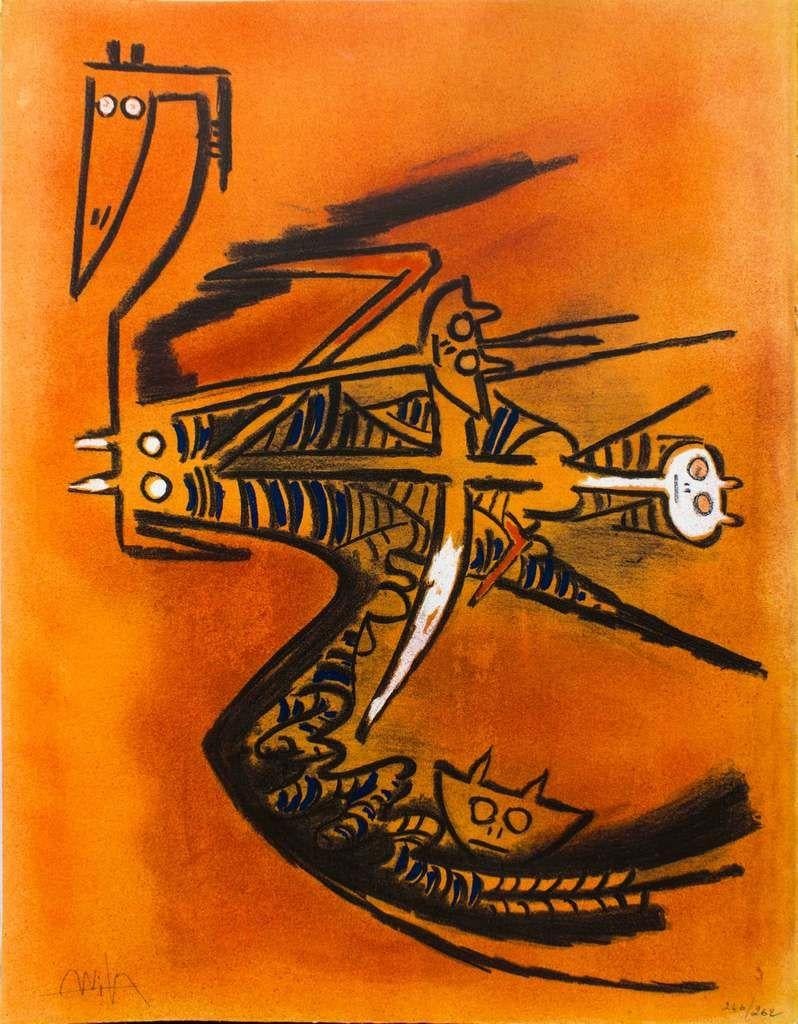 Wifredo Lam Abstract Print - Soeur de la Gazelle - from the suite "Pleni Luna"