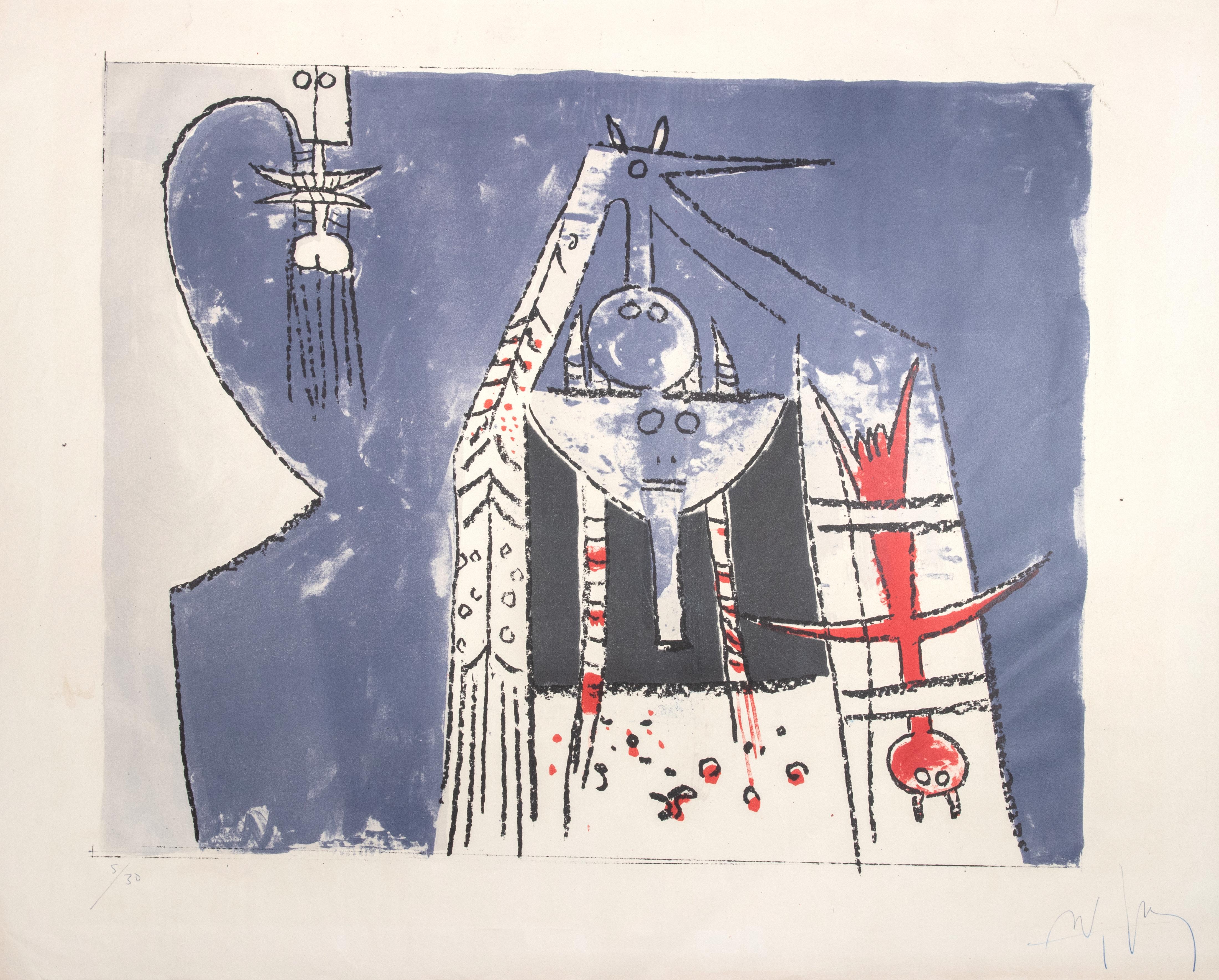 Untitled è un'opera d'arte contemporanea realizzata da Wifred Lam.

Litografia mista a colori.

Firmato a mano e numerato sul margine inferiore.

Edizione del 5/30.

Alcune pieghe e segni del tempo, per il resto buone condizioni.

