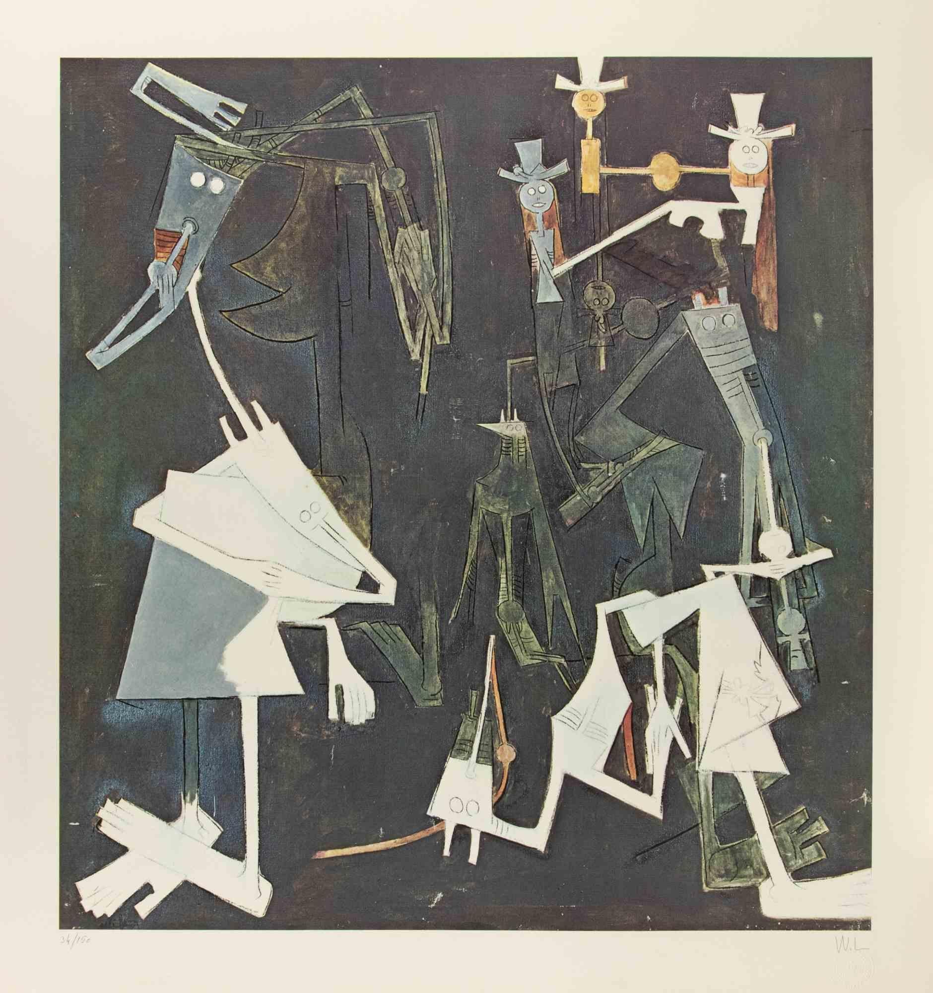Untitled Lithograph by Wifredo Lam, Surrealist, 1970s, Edition of 150