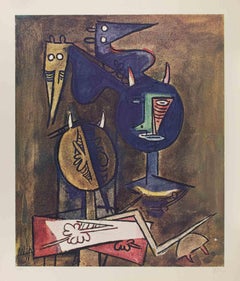 Untitled – Lithographie von Wifredo Lam – 1970er Jahre