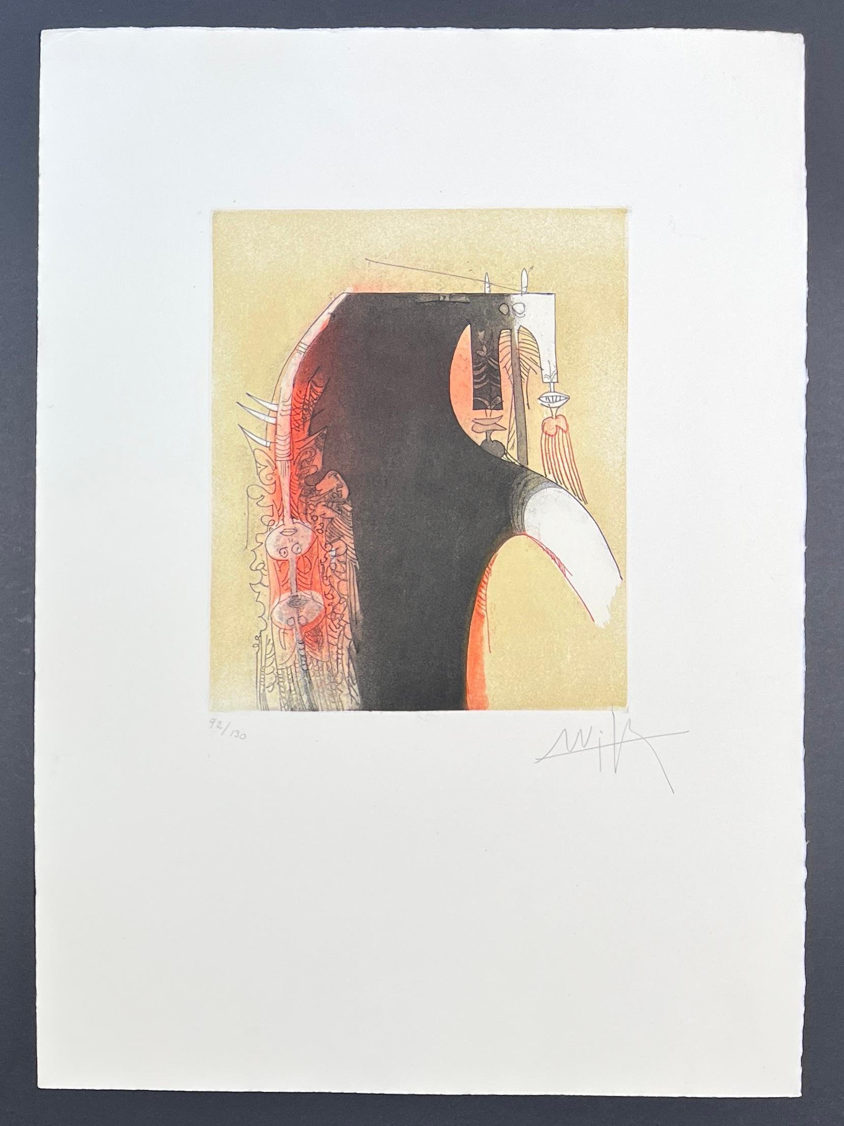 Wifredo Lam (1902-1982) - Coloured etching and aquatint - 1966 For Sale 1