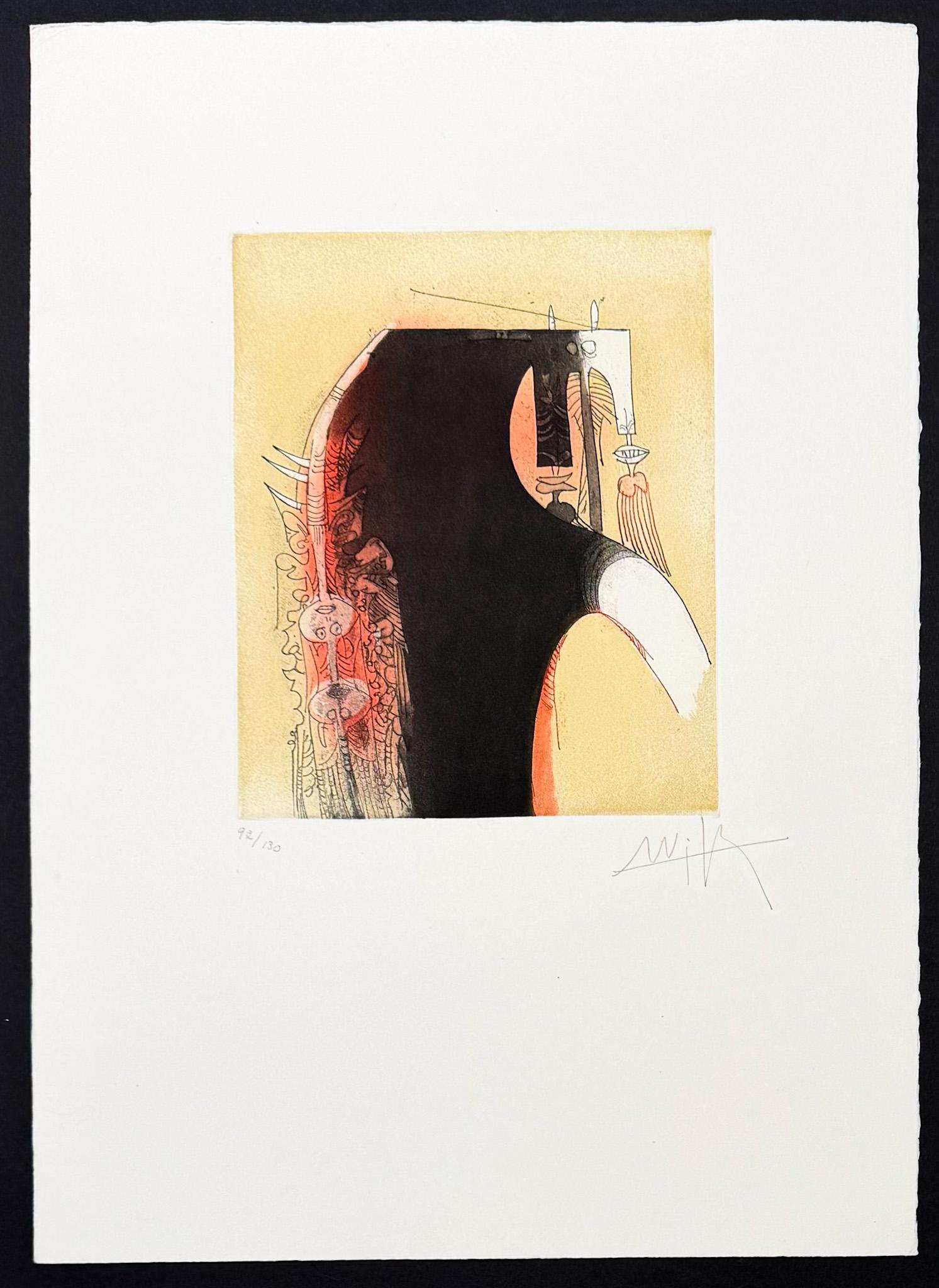 Wifredo Lam (1902-1982) - Acquaforte e acquatinta colorata - 1966 in vendita 1