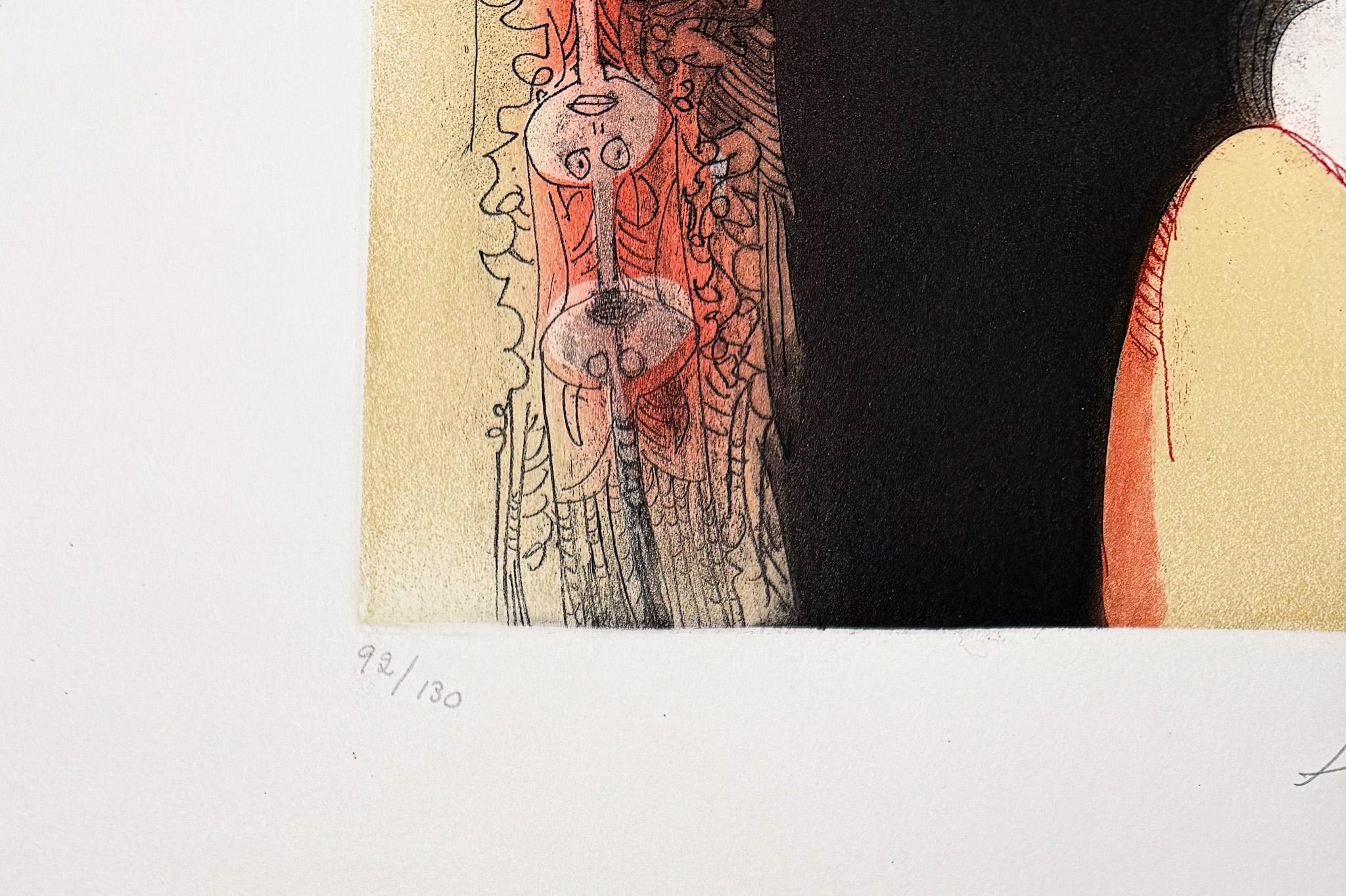 Wifredo Lam (1902-1982) - Acquaforte e acquatinta colorata - 1966 in vendita 4