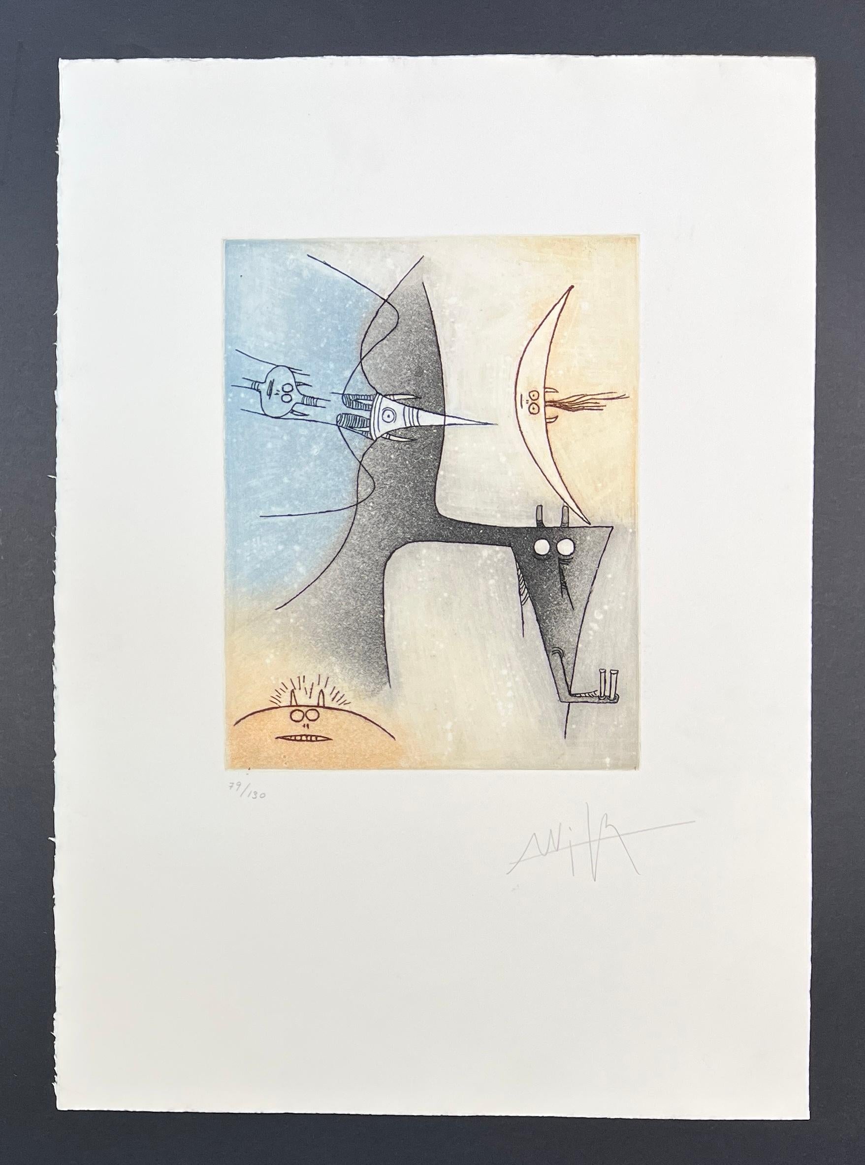 Wifredo Lam (1902-1982) - Aguafuerte coloreado y aguatinta - 1966 1