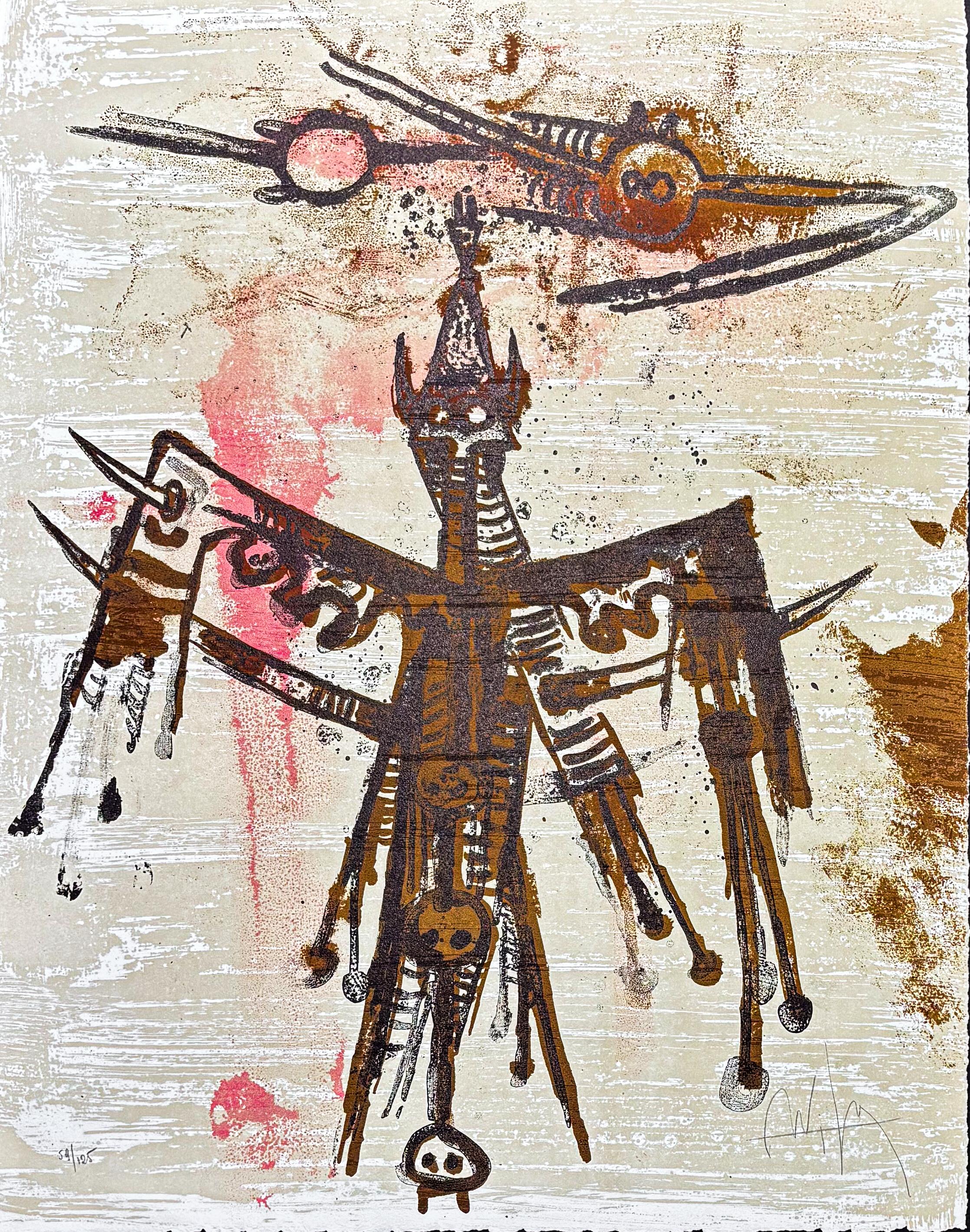 Color lithograph, edited in 1970
Limited edition of 125 copies , numbered 59/125
Hand signed by Wifredo Lam in pencil in the lower right margin
paper size: 57 x 44.5 cm

A copy of the publication and a regular certificate of authenticity will be