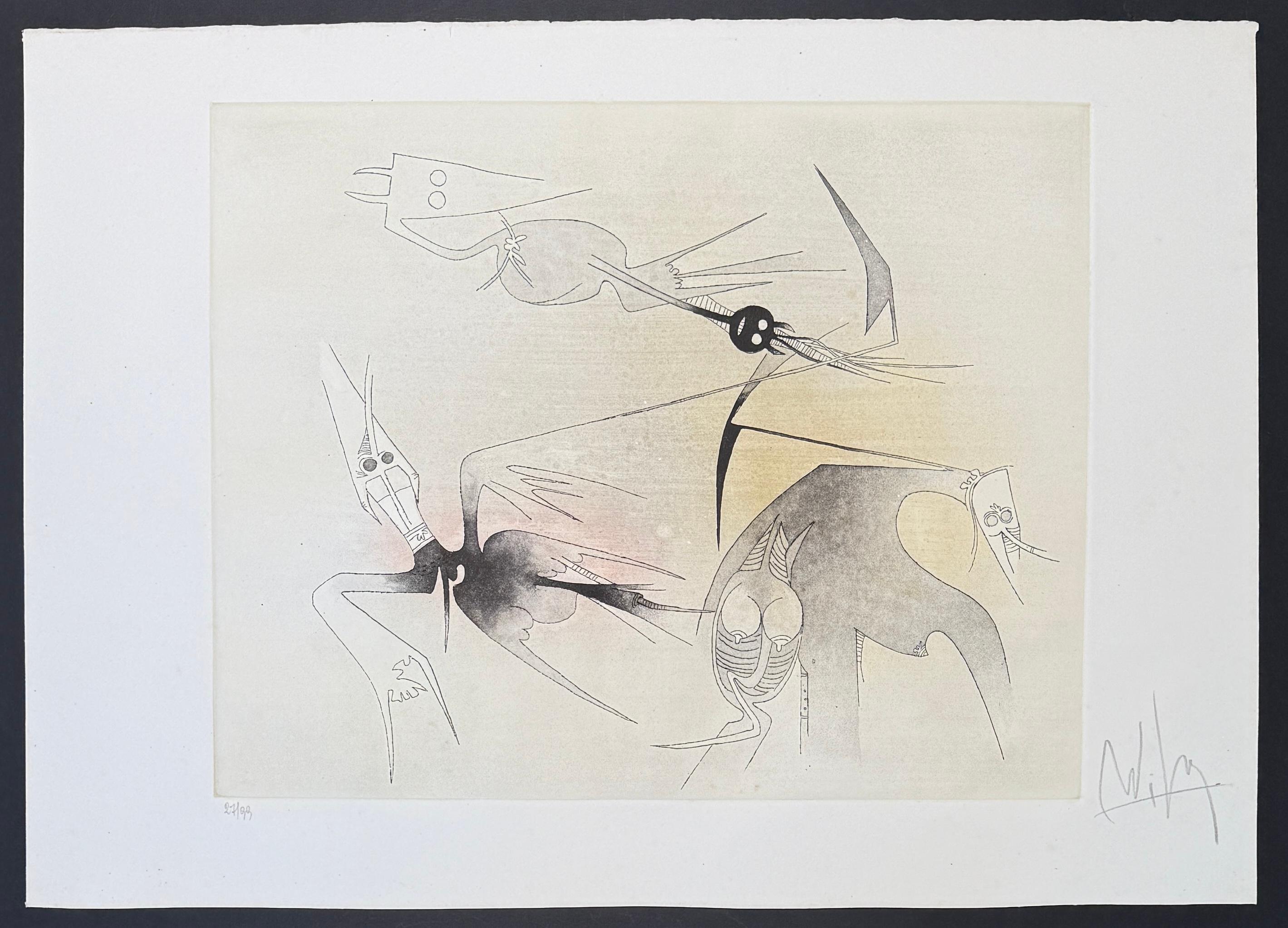Wifredo Lam (1902–1982) - Untitled from ''Visible Invisible'' folder - Aquatint For Sale 1