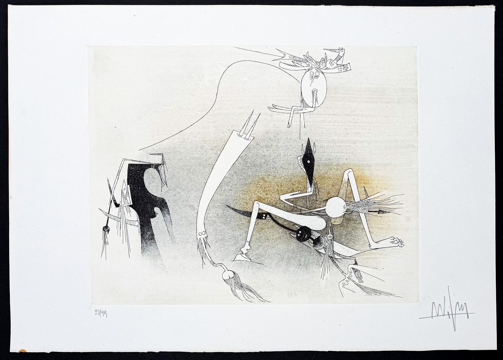 Wifredo Lam (1902–1982) - Untitled from ''Visible Invisible'' folder - Aquatint For Sale 2