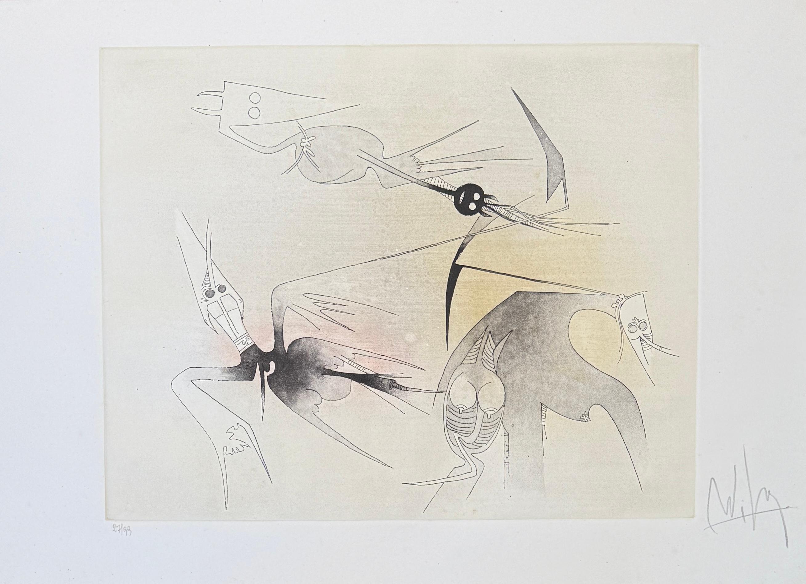 Wifredo Lam (1902–1982) - Untitled from ''Visible Invisible'' folder - Aquatint