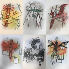 WIFREDO LAM Le Feu Vert 1974 Portfolio 6 Lithograph cuban artist limited edition