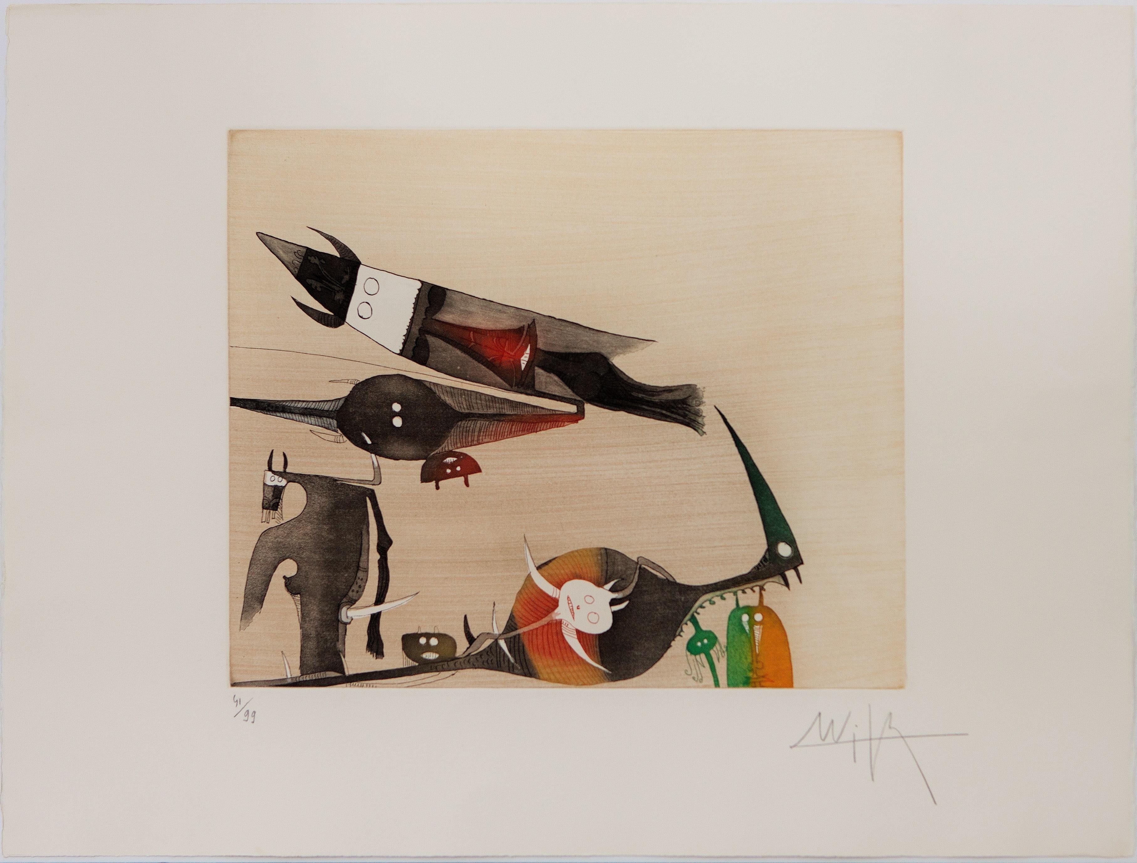 WIFREDO LAM Set of 7 Lames de Lam 1977 Cat Raisonne 366-372 HSigned Cuban Master For Sale 1