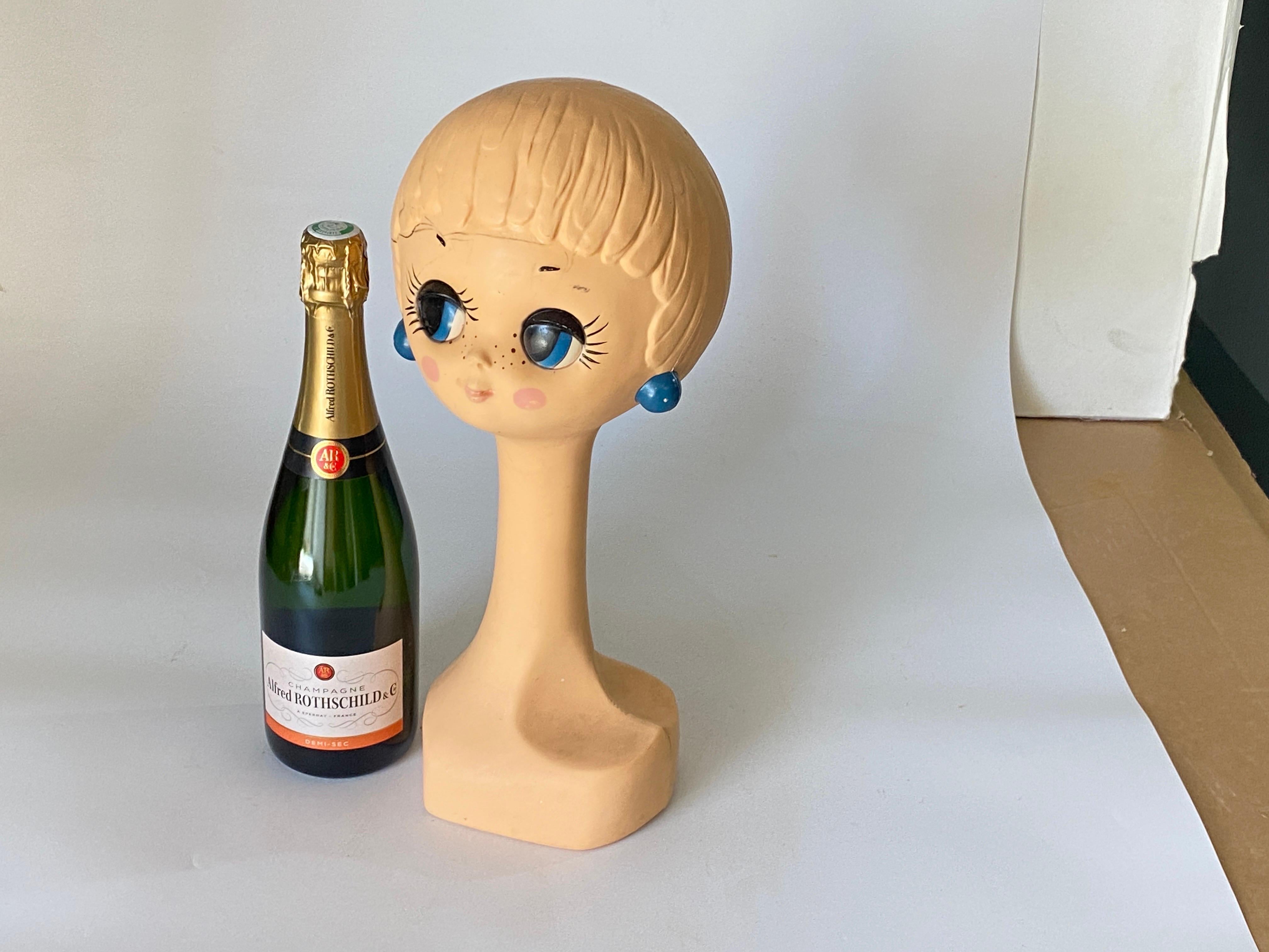 ig-Hängelampe oder Hutständer 1970, Skulptur, weiblicher Kopf, Frankreich, Braun im Zustand „Gut“ im Angebot in Auribeau sur Siagne, FR