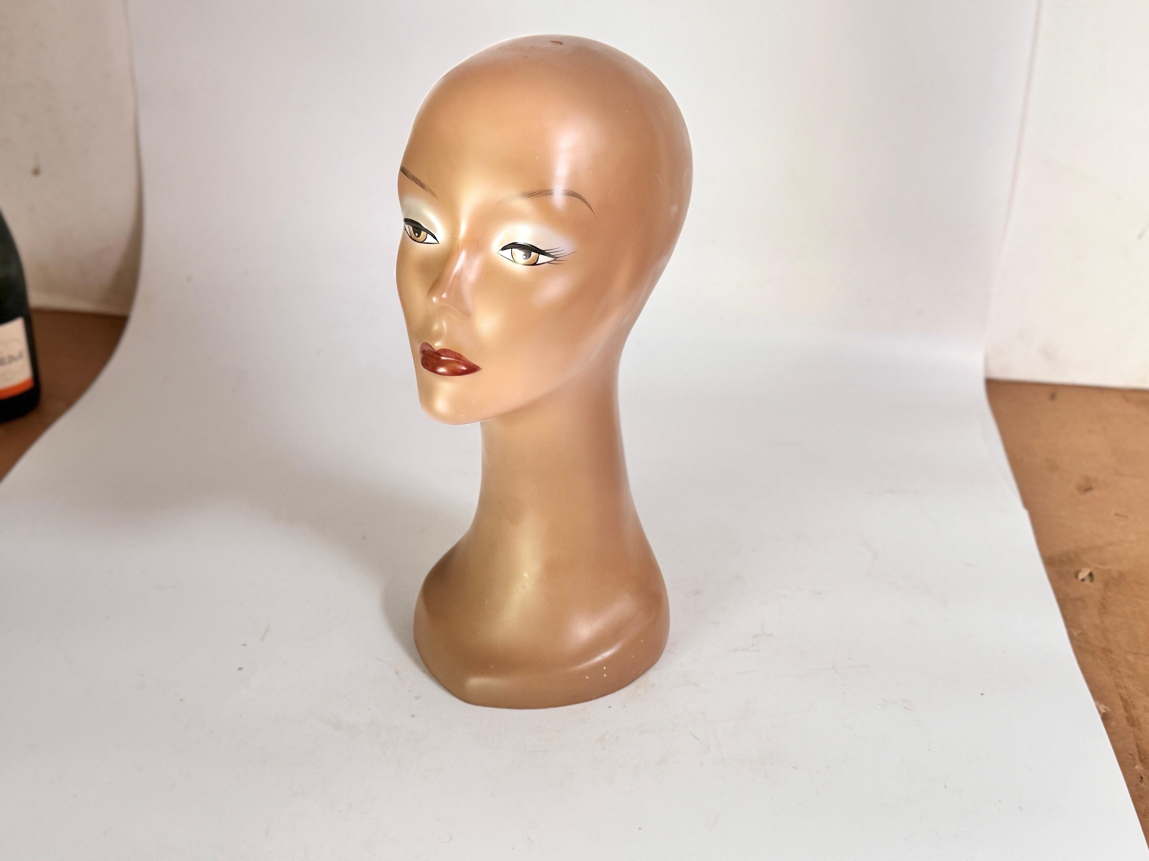 Porte-perruque ou porte-chapeau 1970 Vintage, Sculpture Visage Femme Tête France, Marron Bon état - En vente à Auribeau sur Siagne, FR
