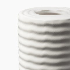 Wiggle Collection - White Rippled Ceramic Vase by Max Lamb