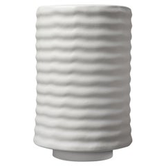 Wiggle Collection - White Rippled Ceramic Vase by Max Lamb