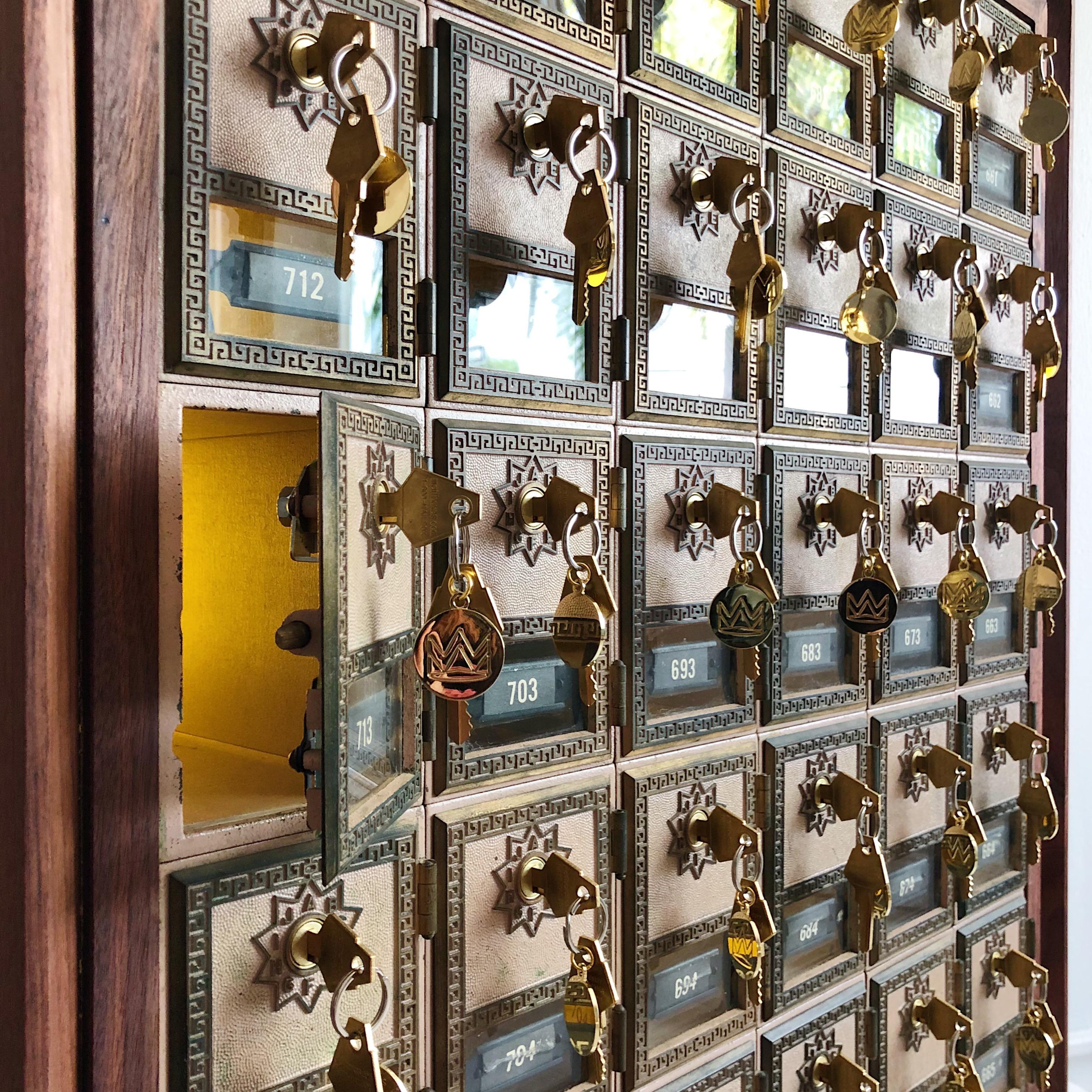 The Costner collection from Wigu Studios is dedicated to the artist's father who worked as a postman. This is the last of a small limited edition of 25, design made from thirty 1945-1975 vintage Post Office mailboxes with brass-stamped keys and