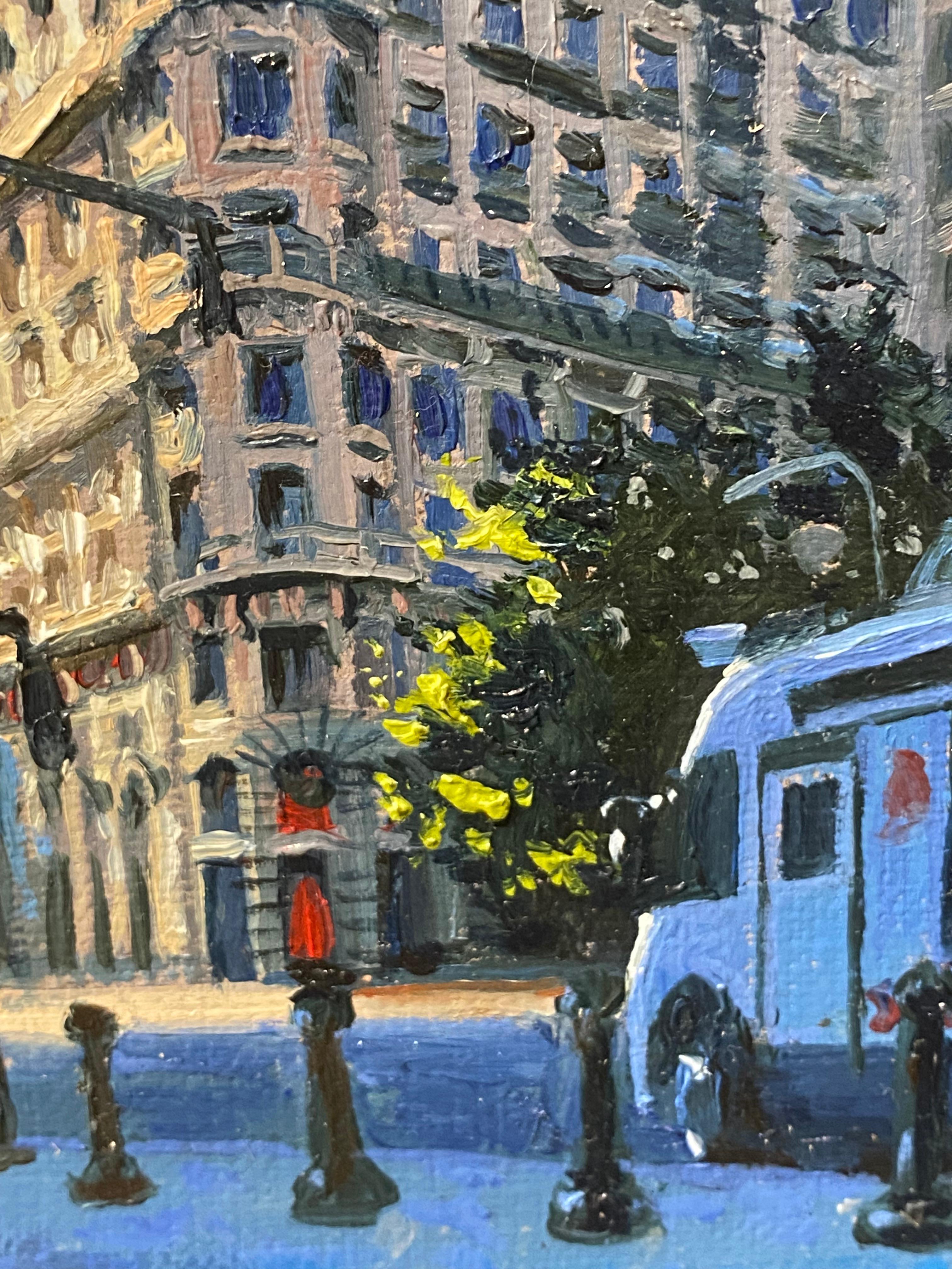 City View - Quadro realistico contemporaneo di New York del 21° secolo - Landscape Painting Grigio di Wijnand Driessen