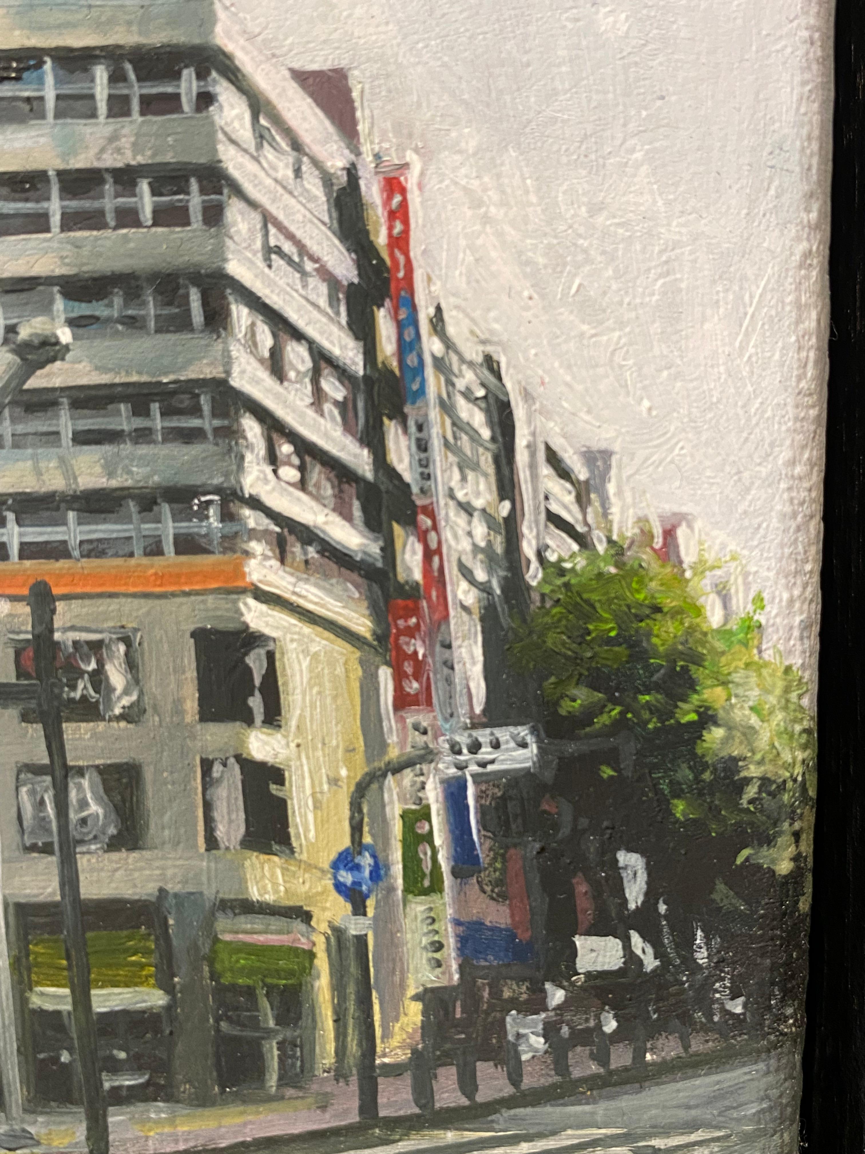 City View - Quadro realistico contemporaneo di Tokyo del XXI secolo - Landscape Painting Blu di Wijnand Driessen